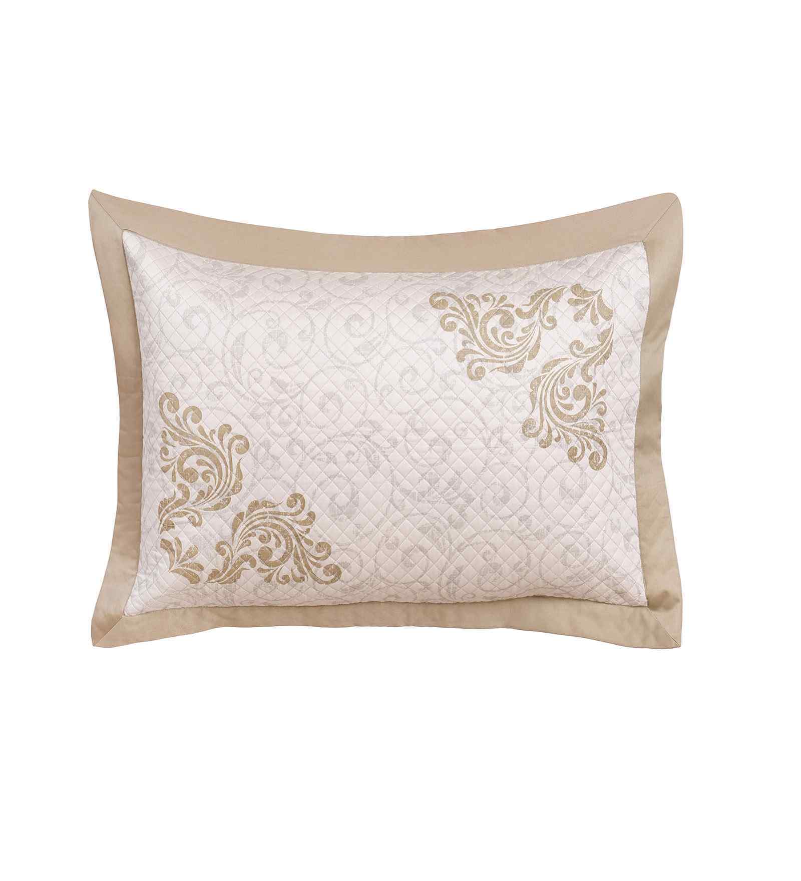 Gold Floral Print 400 TC Cotton Polyester 2 Pillow Sham Set