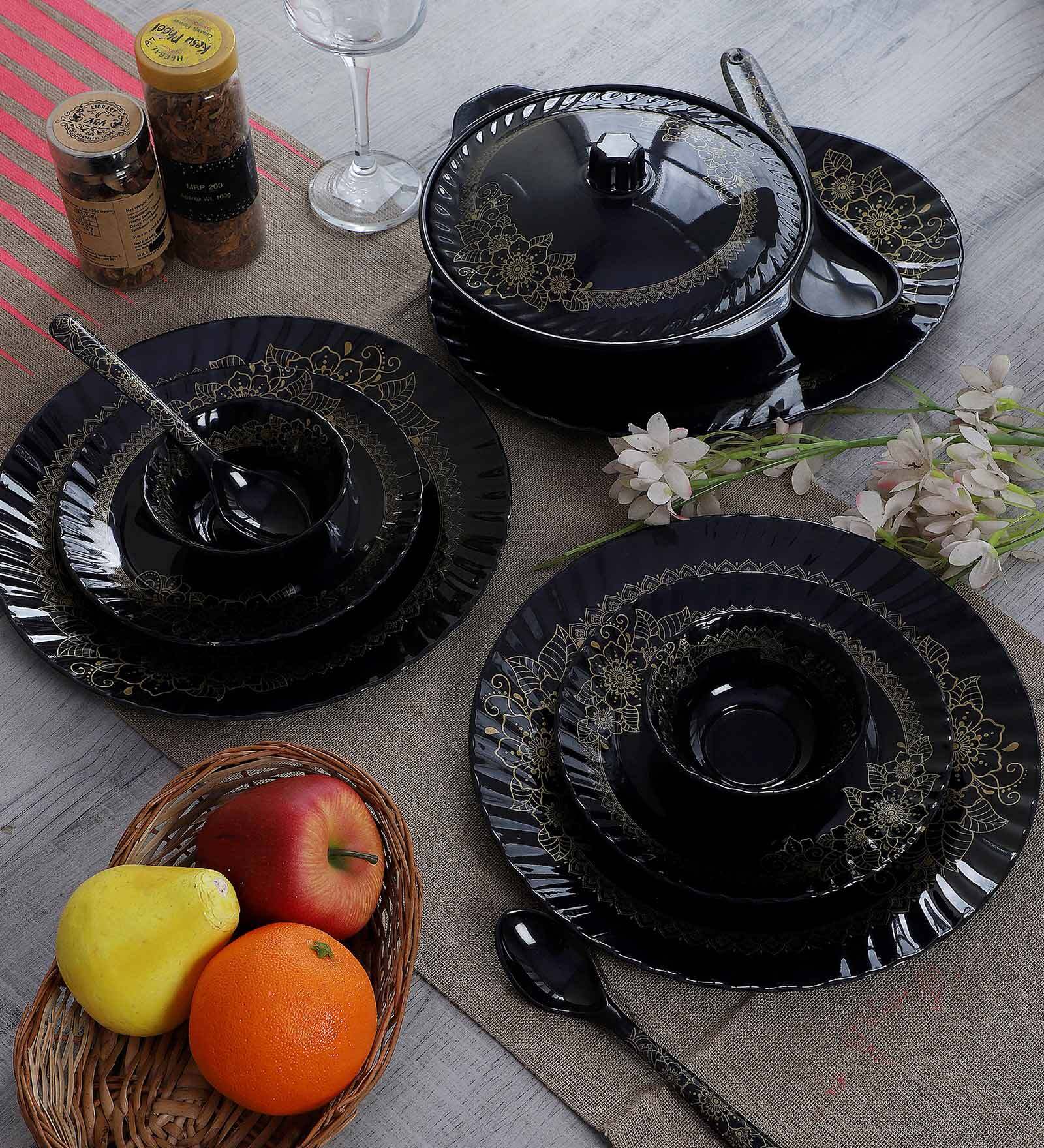 Gold Flower Chain 40 Pcs Melamine Dinner Set