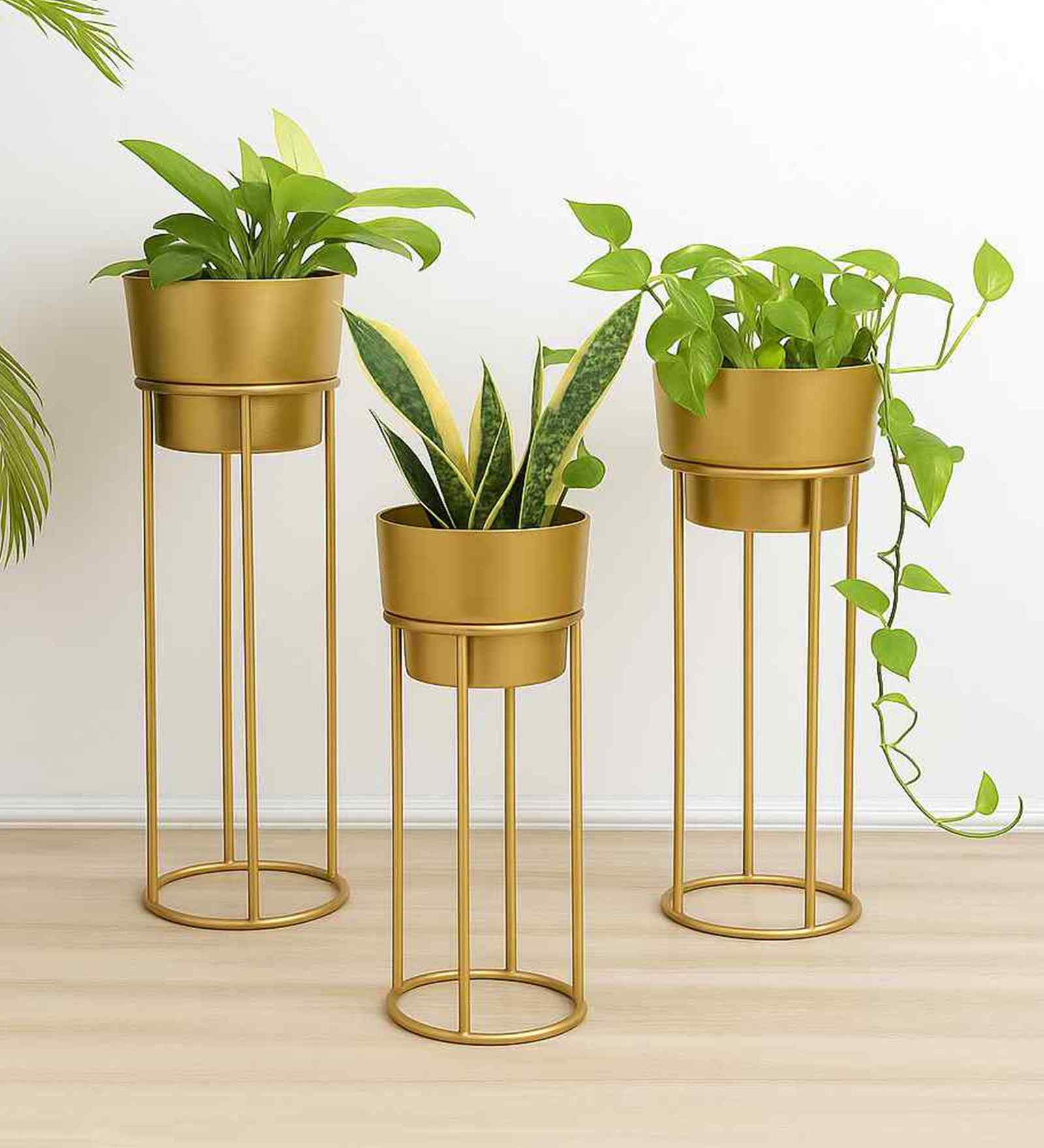 Gold FLower Pot Planter Set of 3