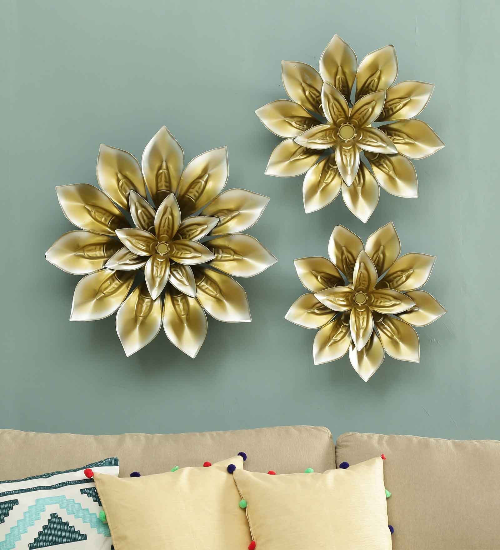 Buy Iron Decorative Flower Wall Art In Gold By Mahalaxmi Art And Crafts
