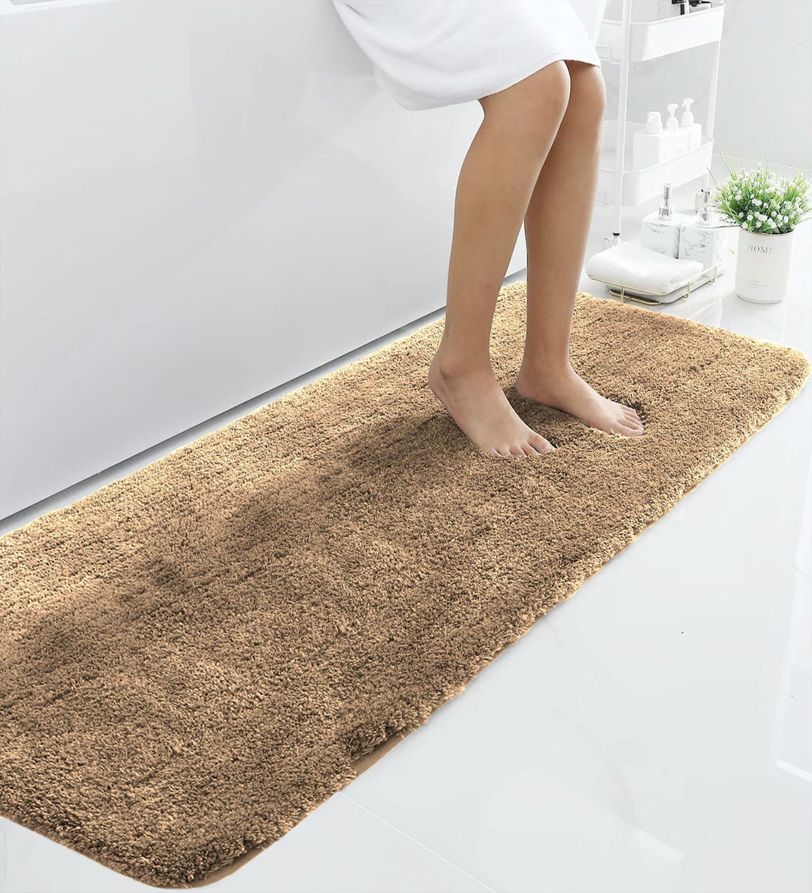 Gold Solid Microfiber 5 ft x 2 ft Machine Made Runner