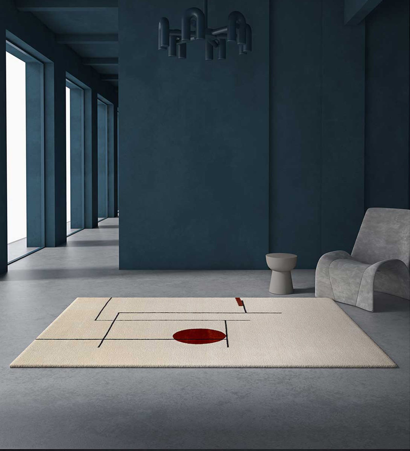 Gold Geometric Wool 6 ft x 9 ft Hand knotted Carpet