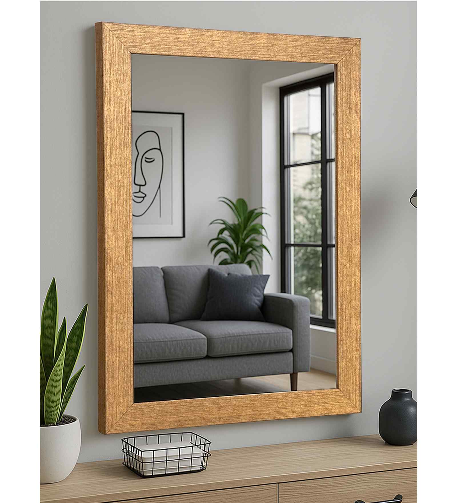 Gold Glass Bathroom Wall Mirror
