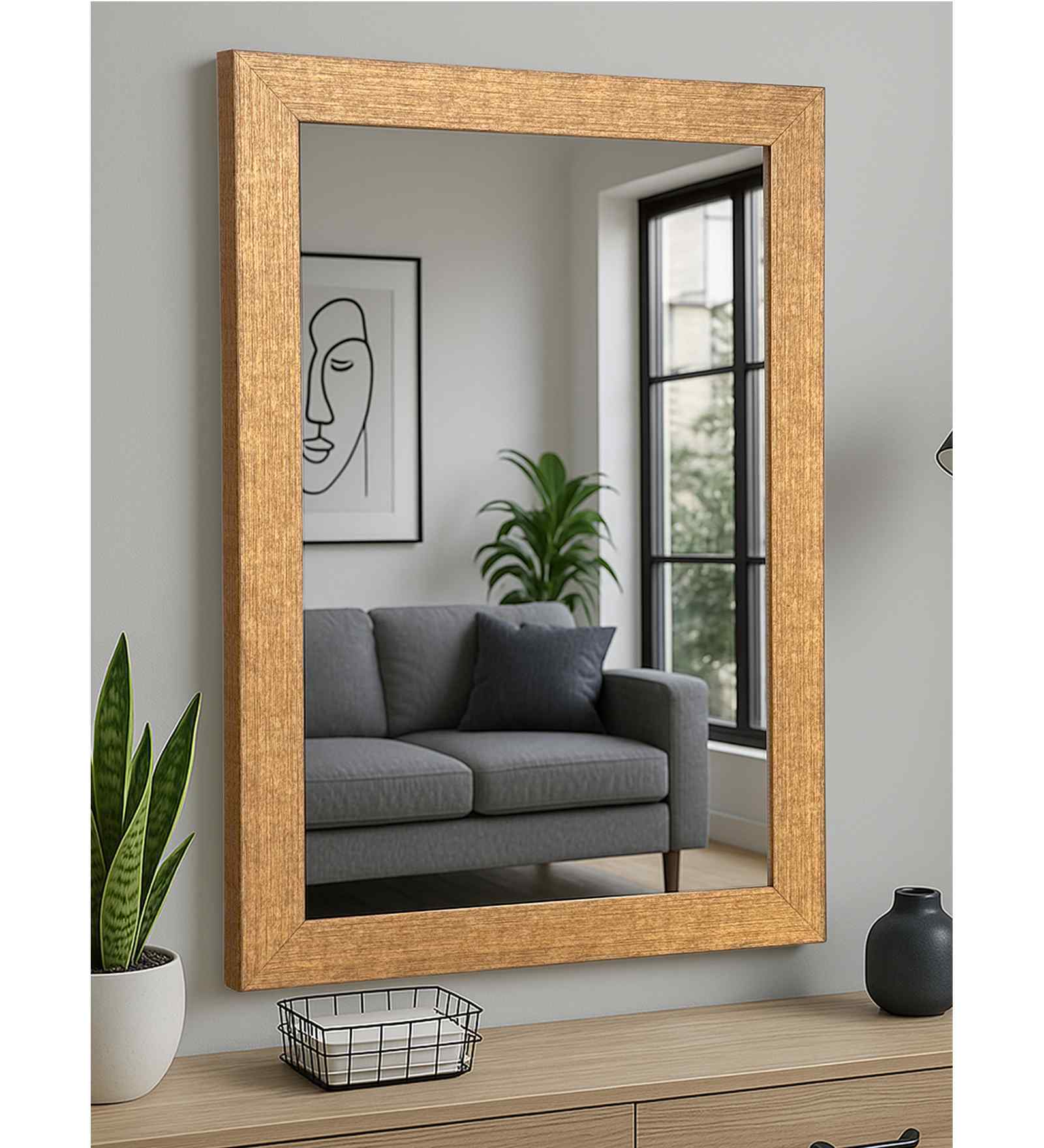 Gold Glass Bathroom Wall Mirror