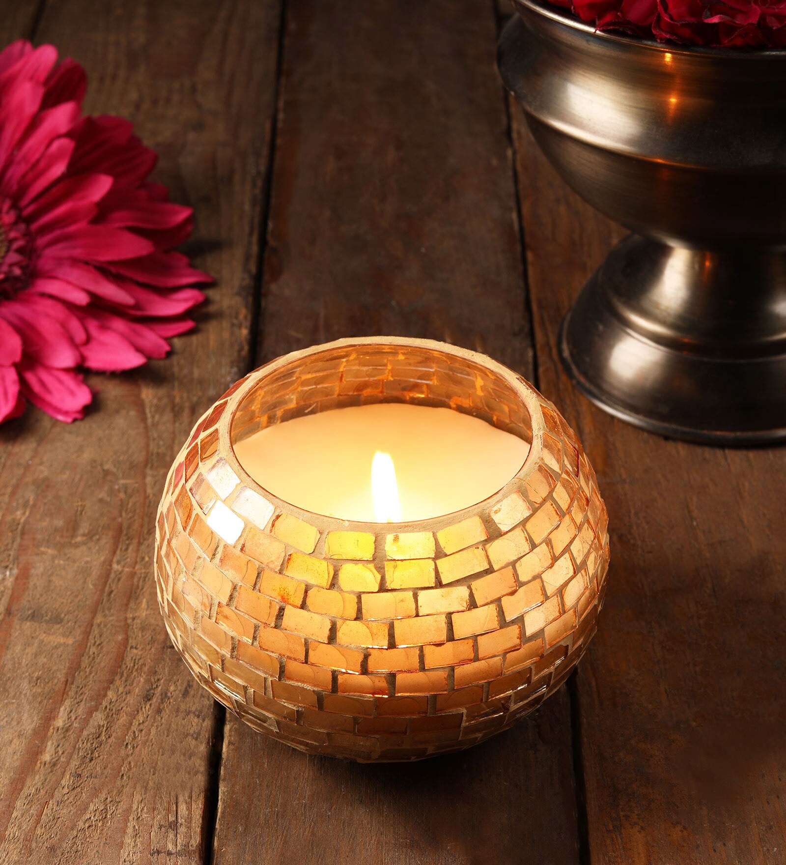 Buy Gold Glass Table Tea Light Holder by Kingsmarque at 54 OFF by