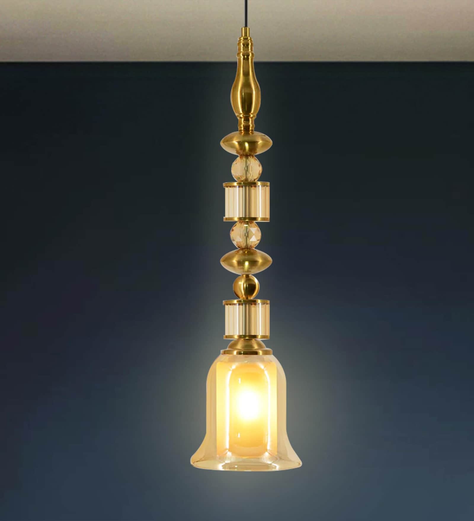 Gold Glass Pendant Light with 3 Color Modes