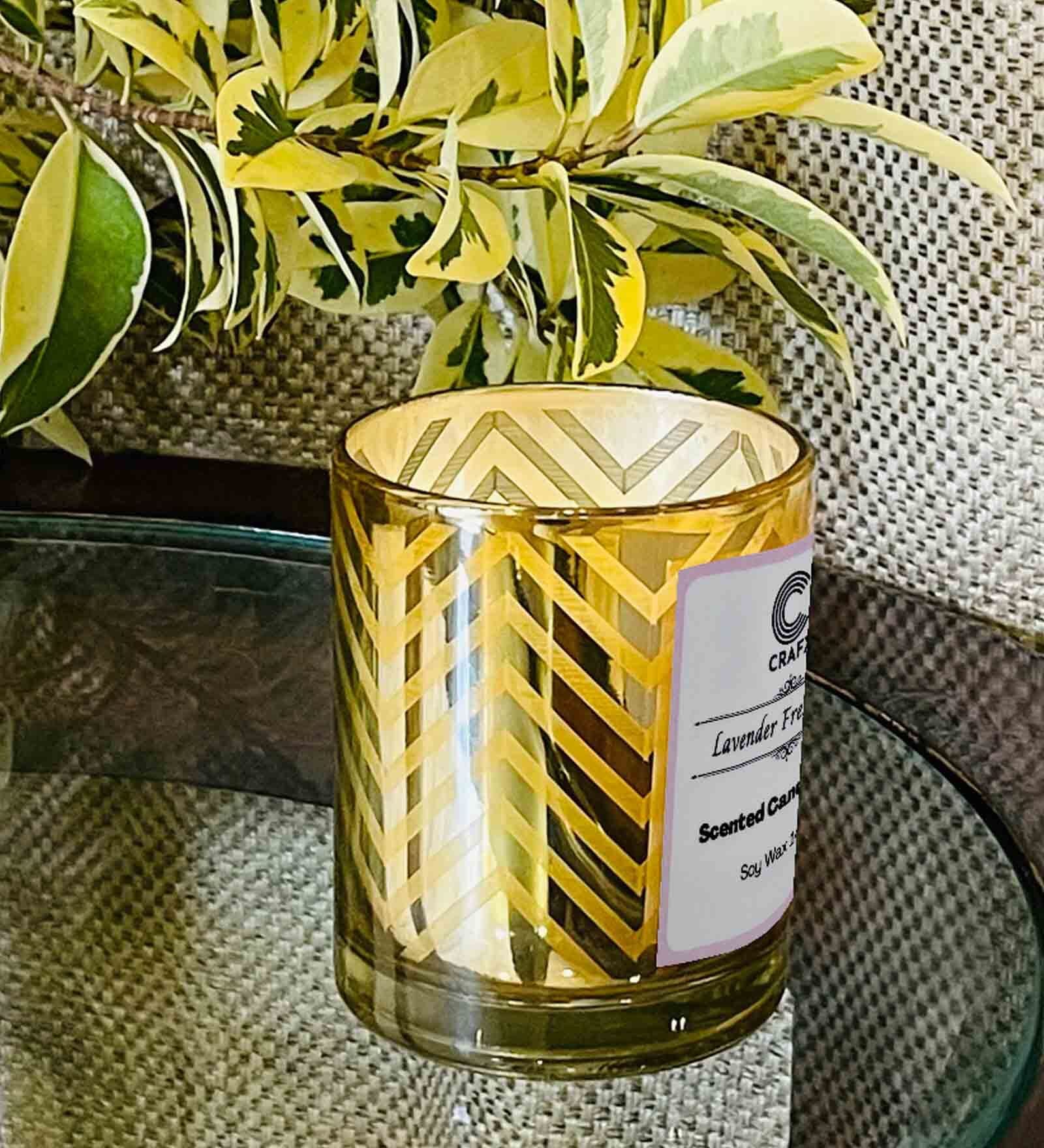 Buy Lavender Fresh Herbs Gold Glass Scented Candles by CRAFX at 100