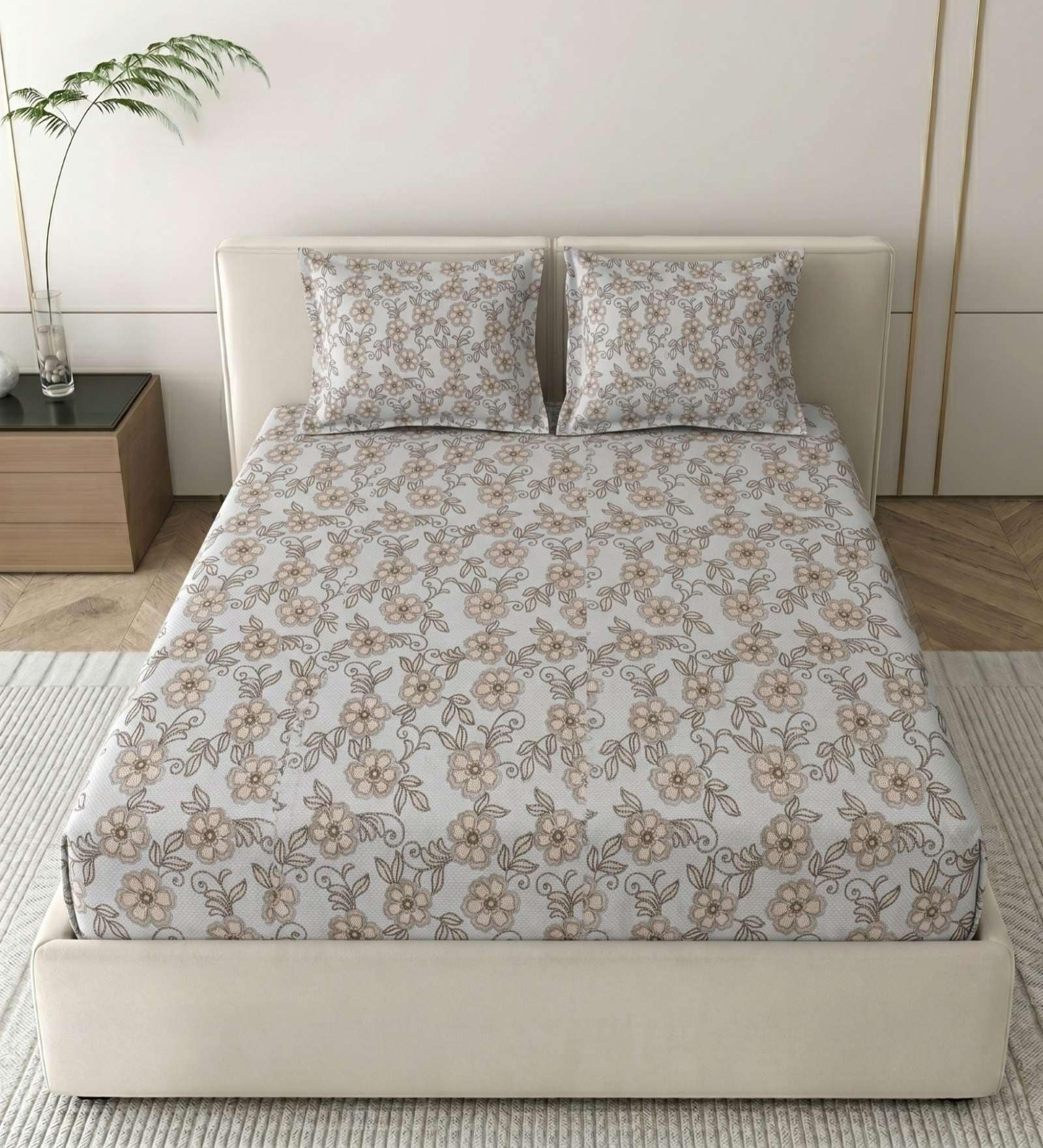 Gold Grace Double 186 TC Cotton Bedsheet With 2 Matching Pillow Covers