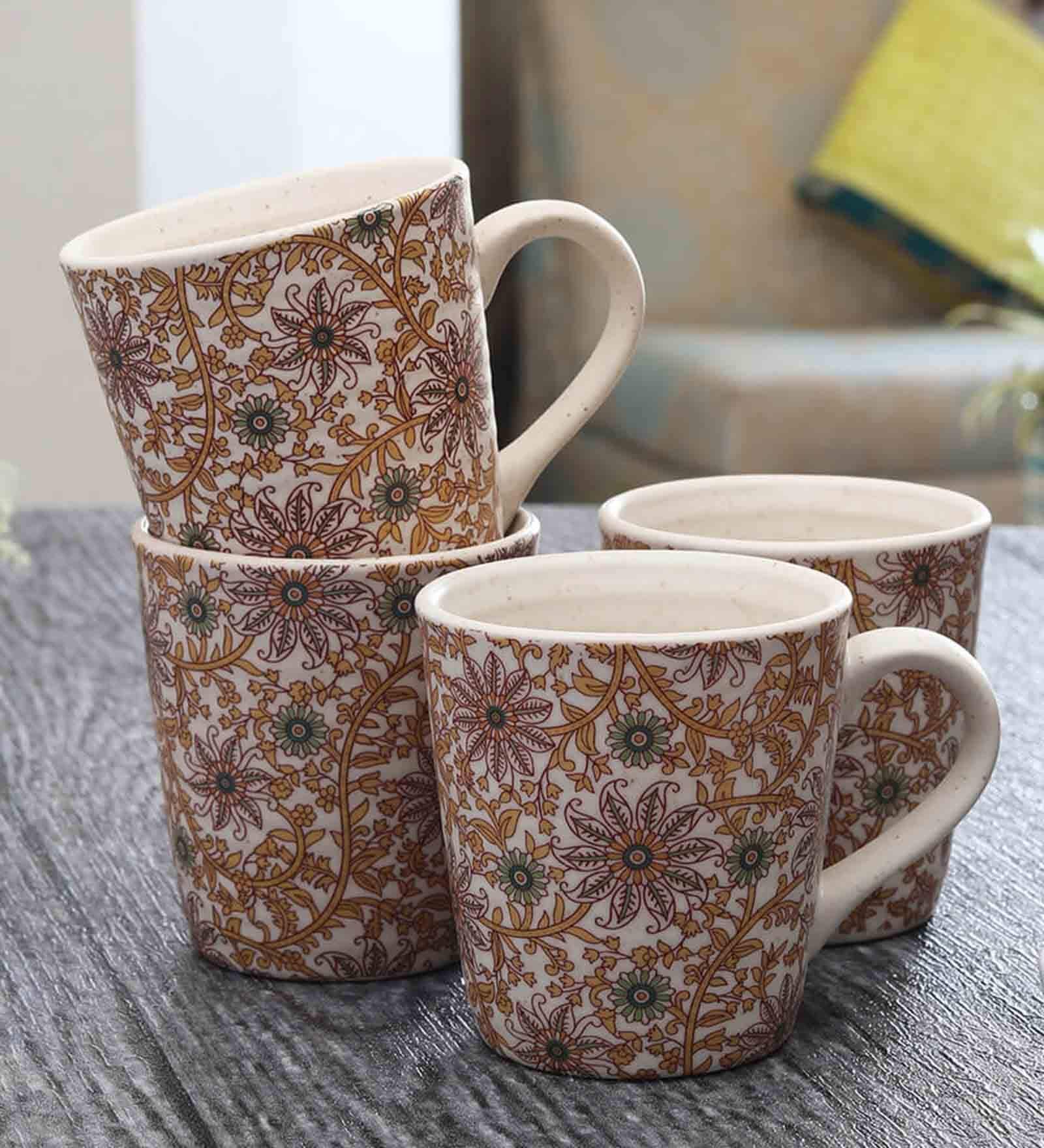 Kieran 300ml Multicolour (Set of 4) Stoneware Tea Cup