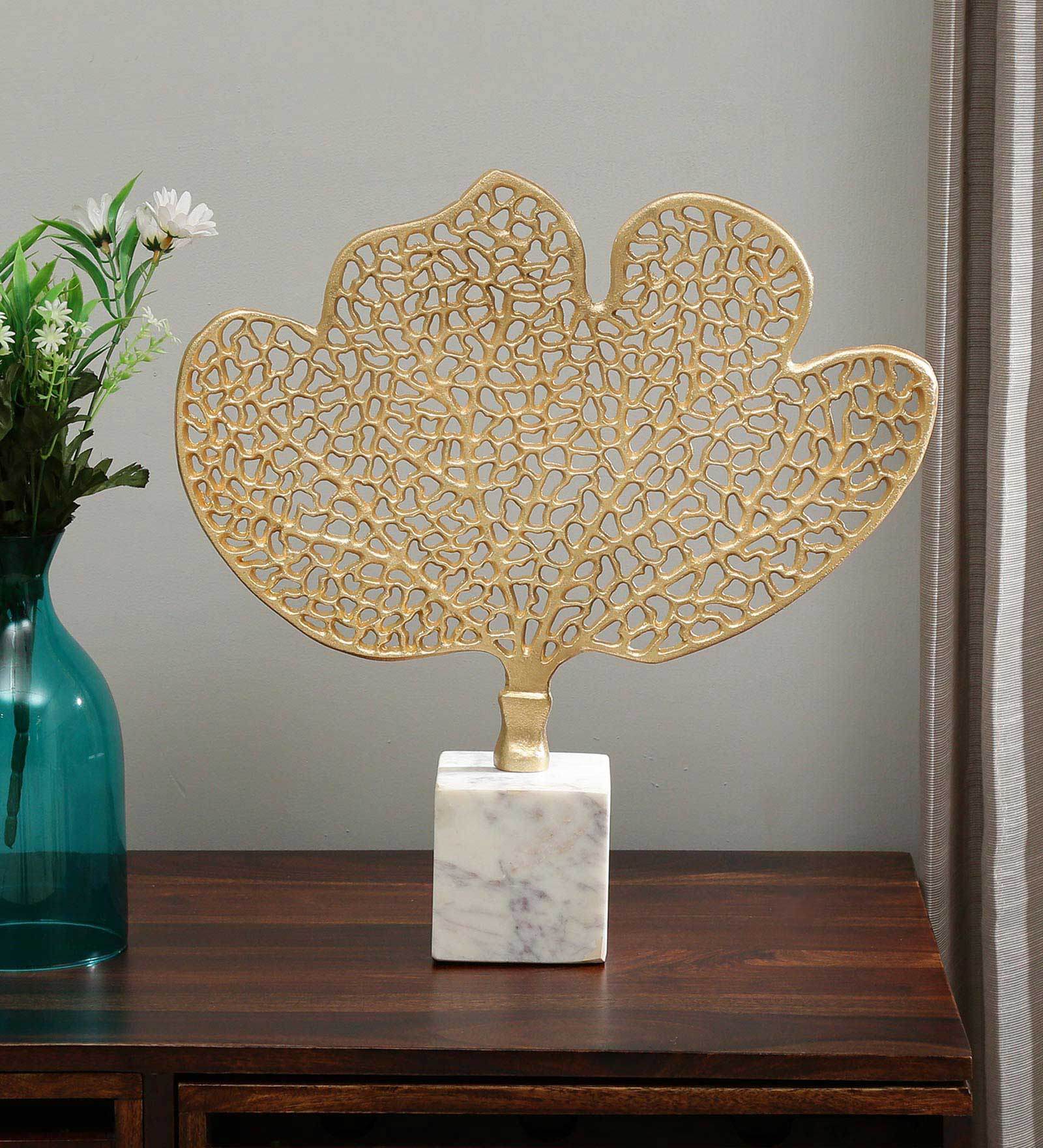 Gold Iron & Marble Vela Sculpture