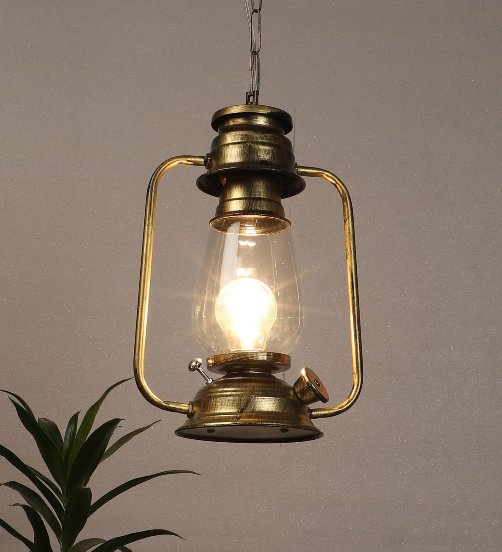 Gold Iron 9 Watt Outdoor Hanging Light