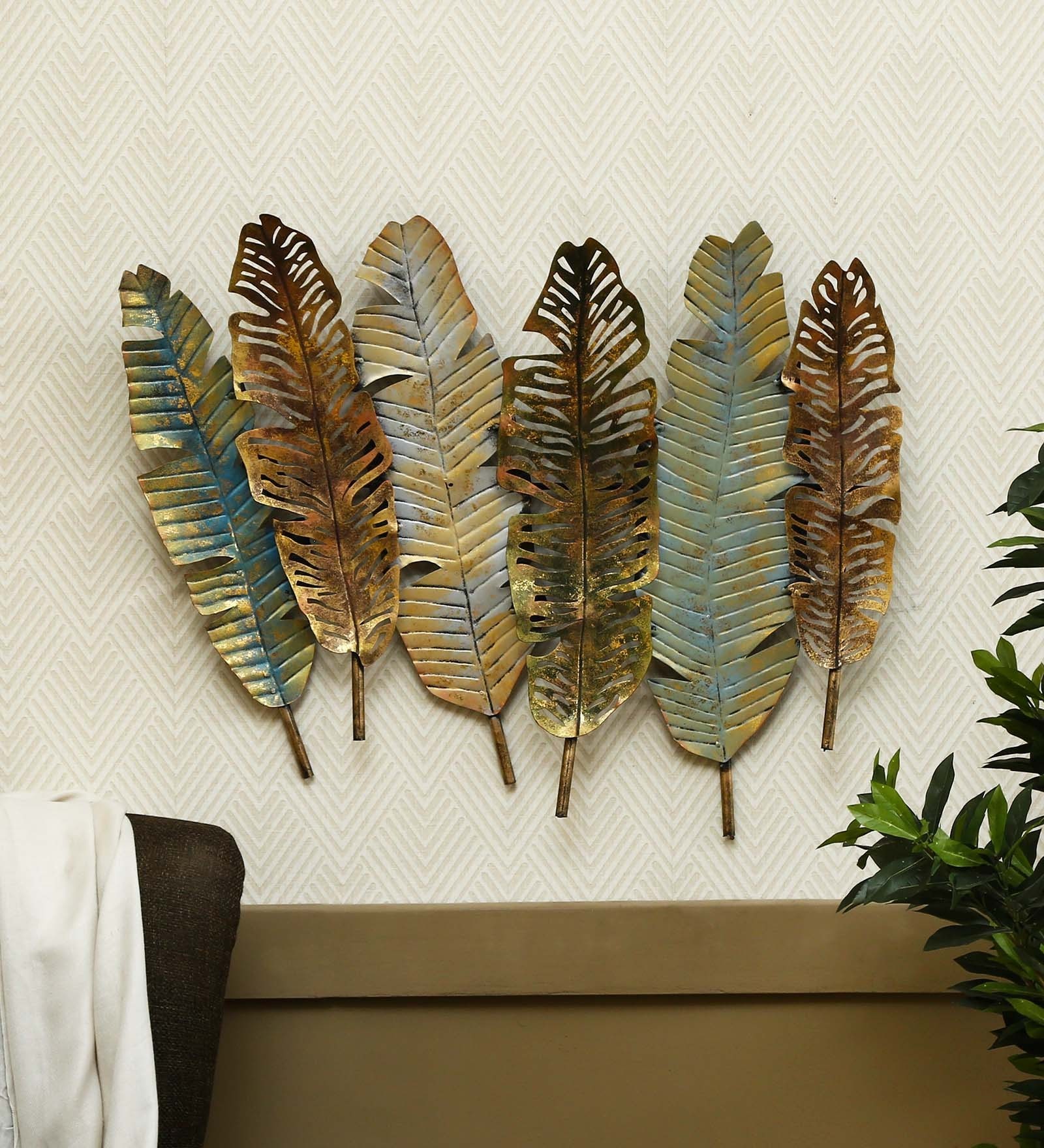 Buy Wrought Iron Antique Leaf Wall Art In Gold at 17% OFF by Malik ...