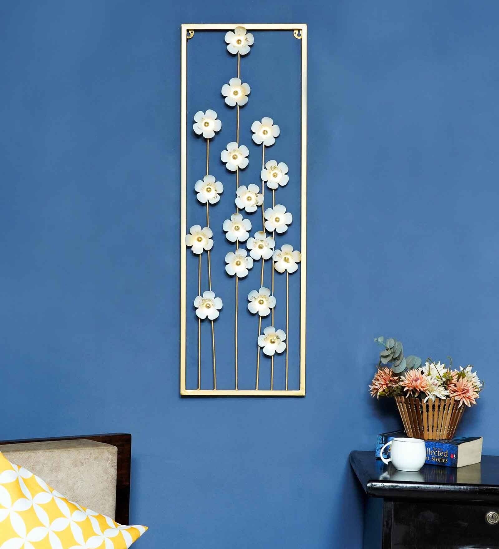 Gold Iron Daisy Flower Metal Wall Art