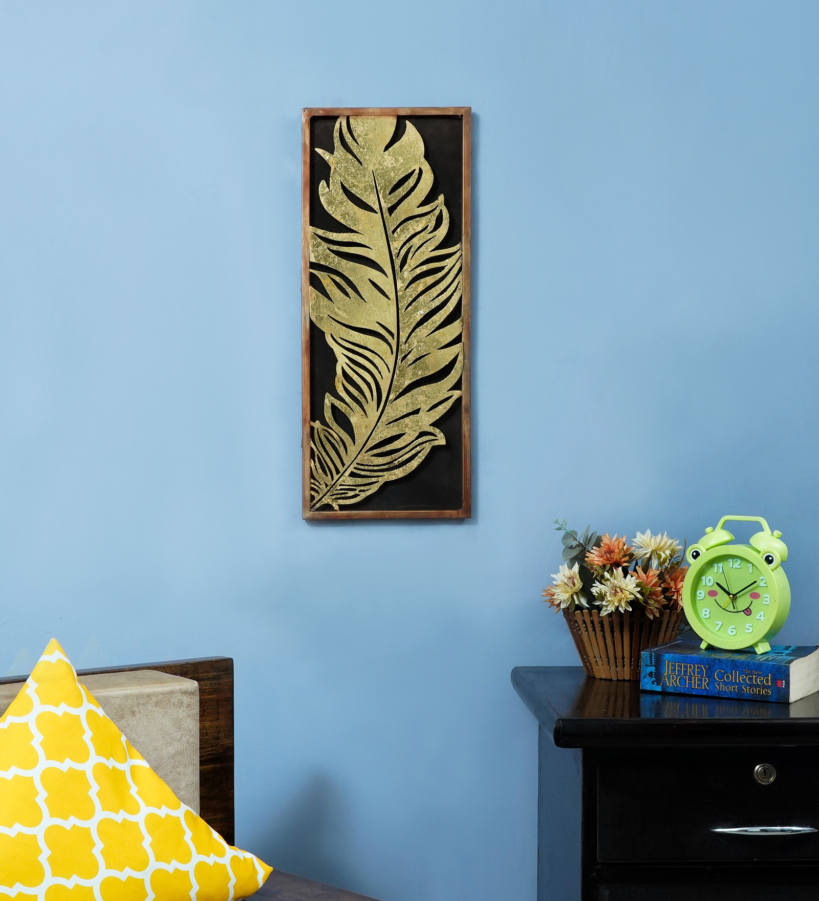 Gold Iron Feather Metal Wall Art