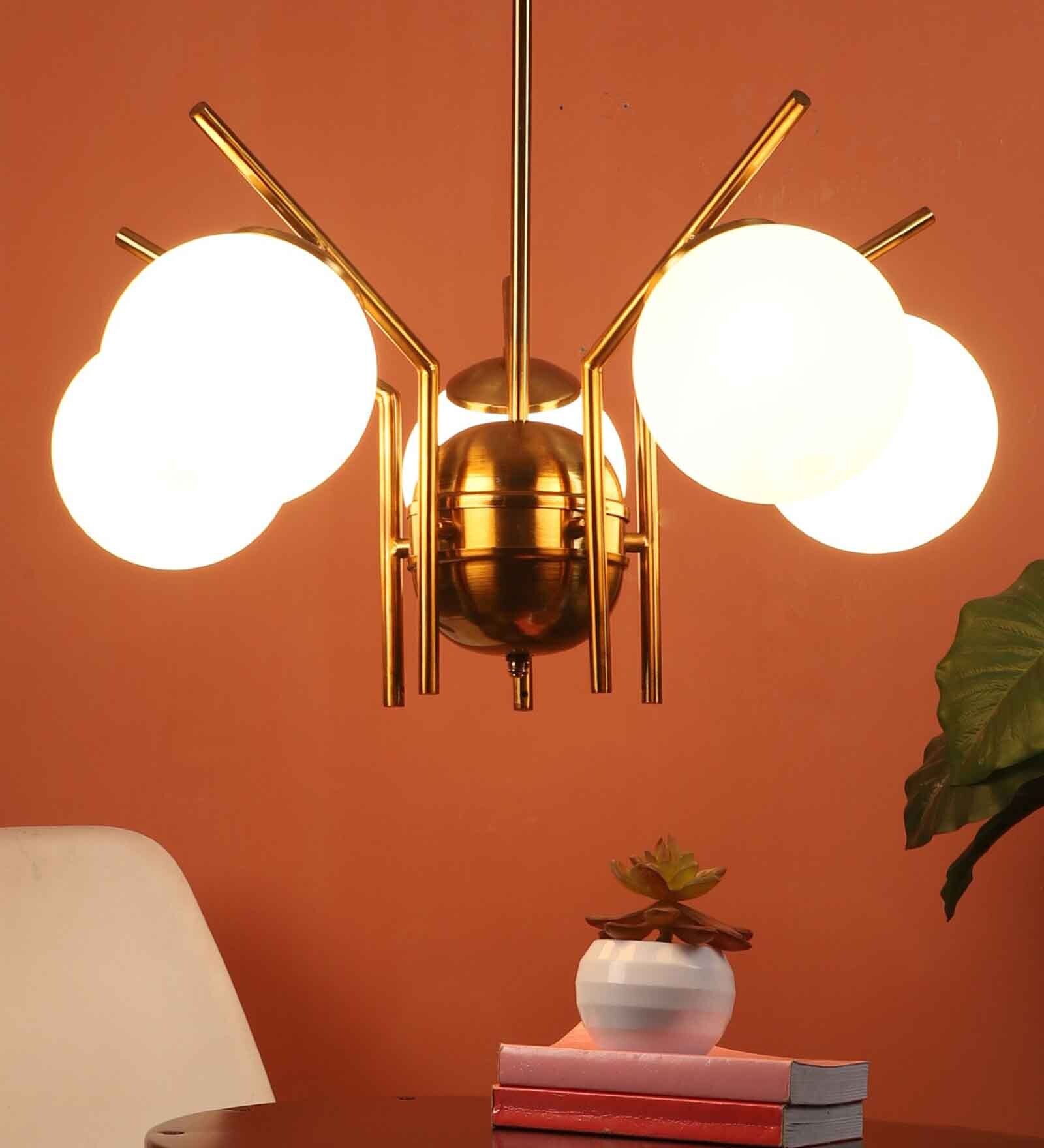 Dark Gold Glass Globe Chandelier