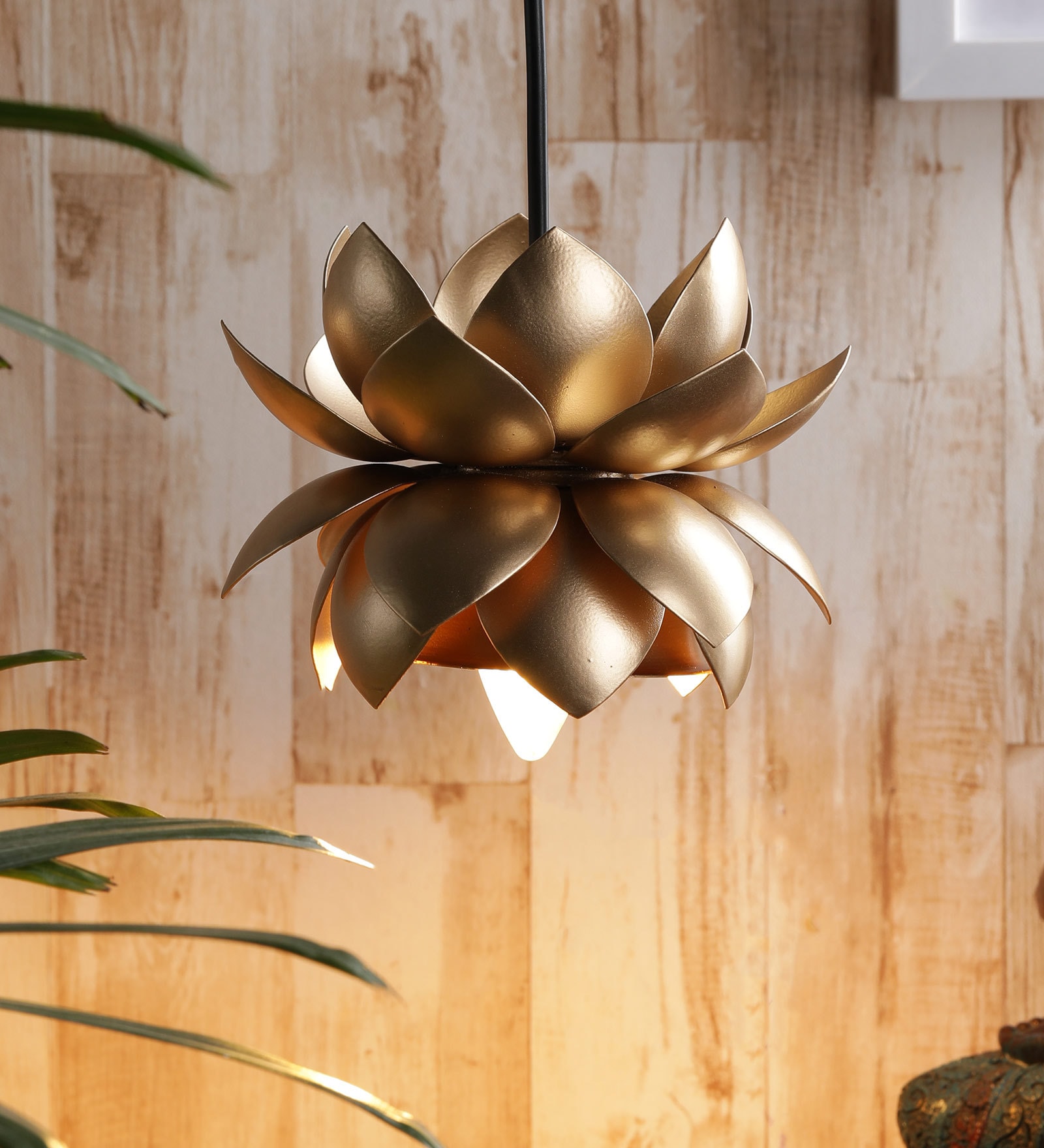 Lotus Gold Metal Single Hanging Lights