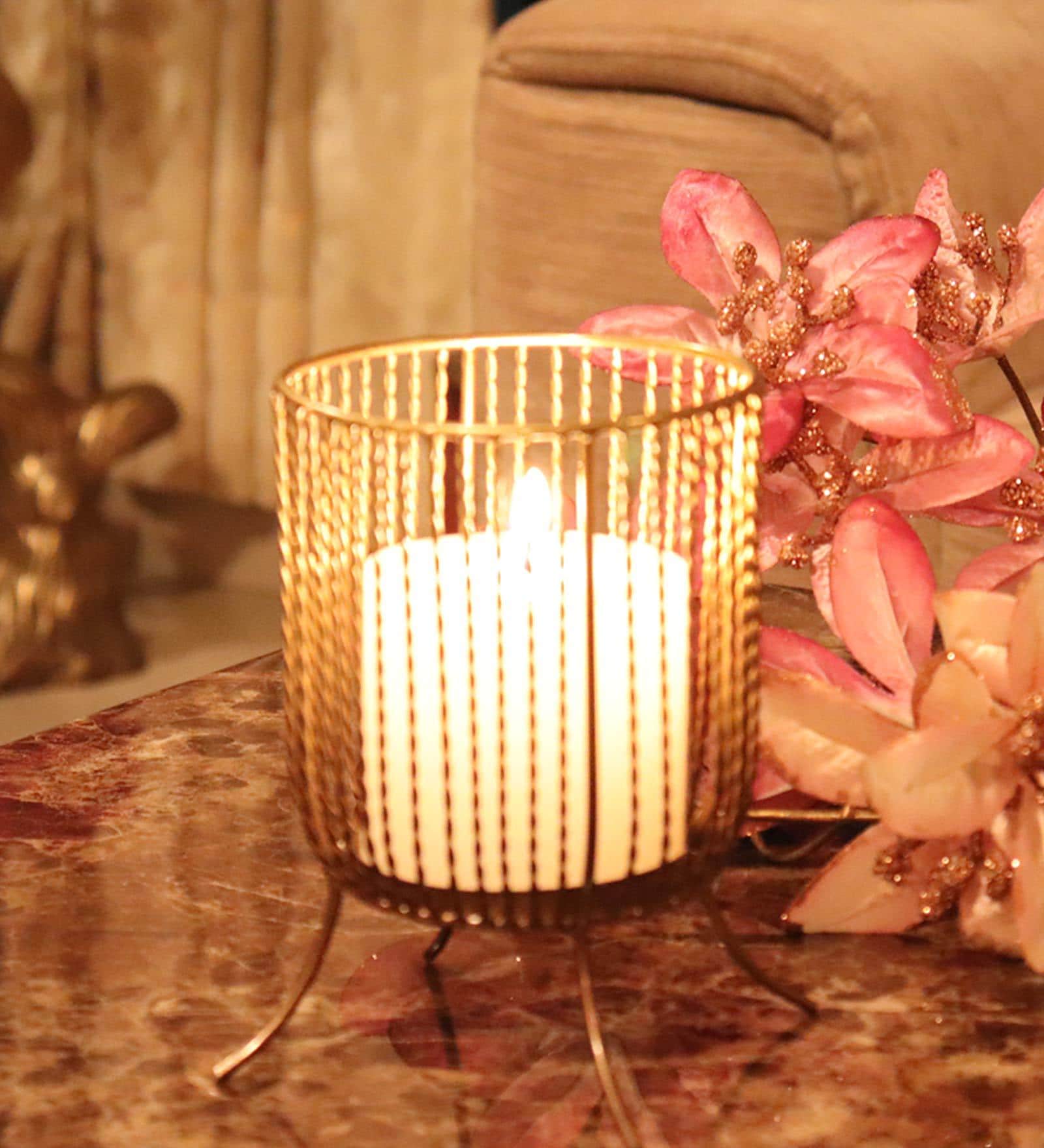 Gold Decorative Iron Candle Holder