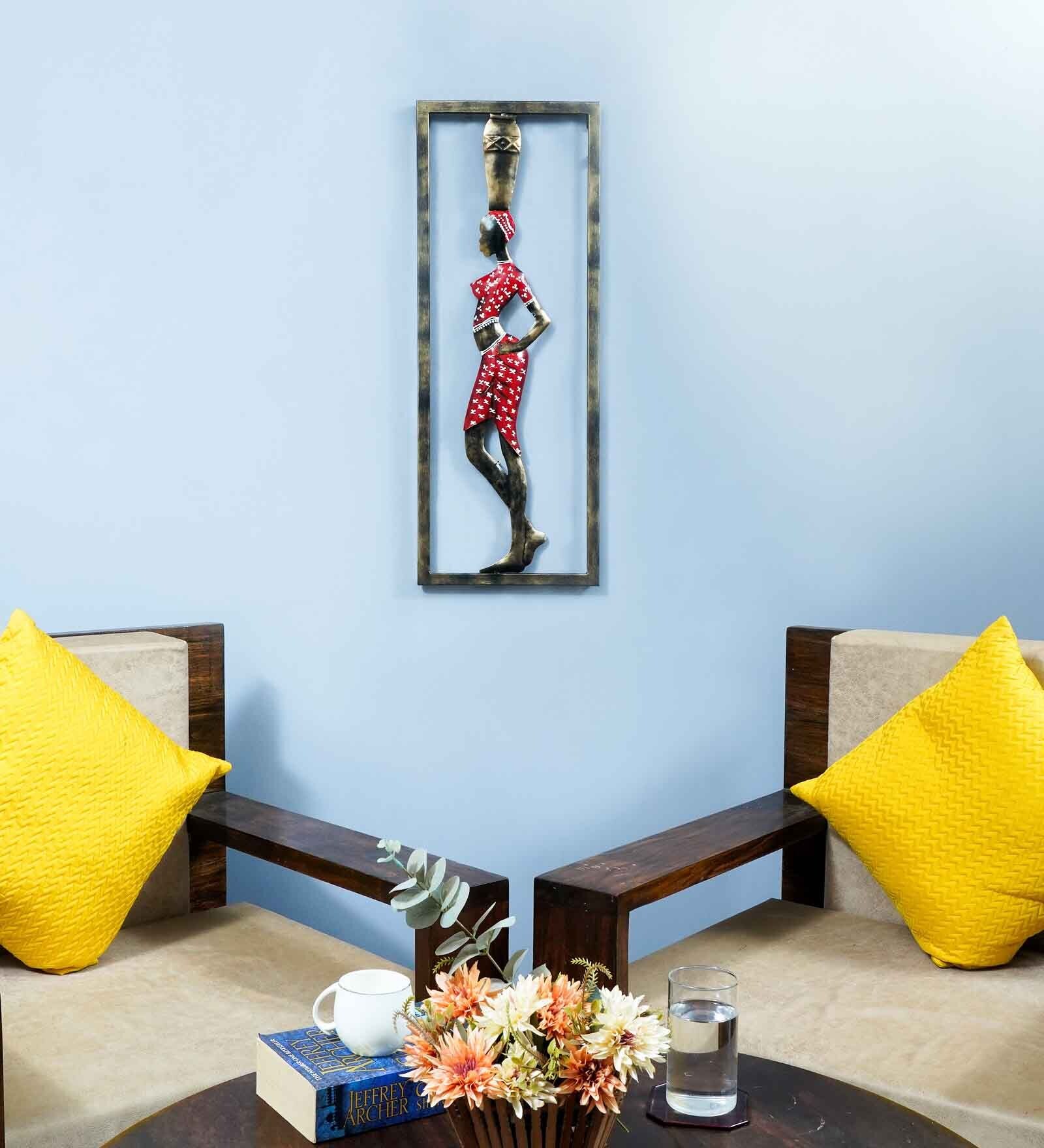 Gold Iron Tribal Lady Metal Wall Art