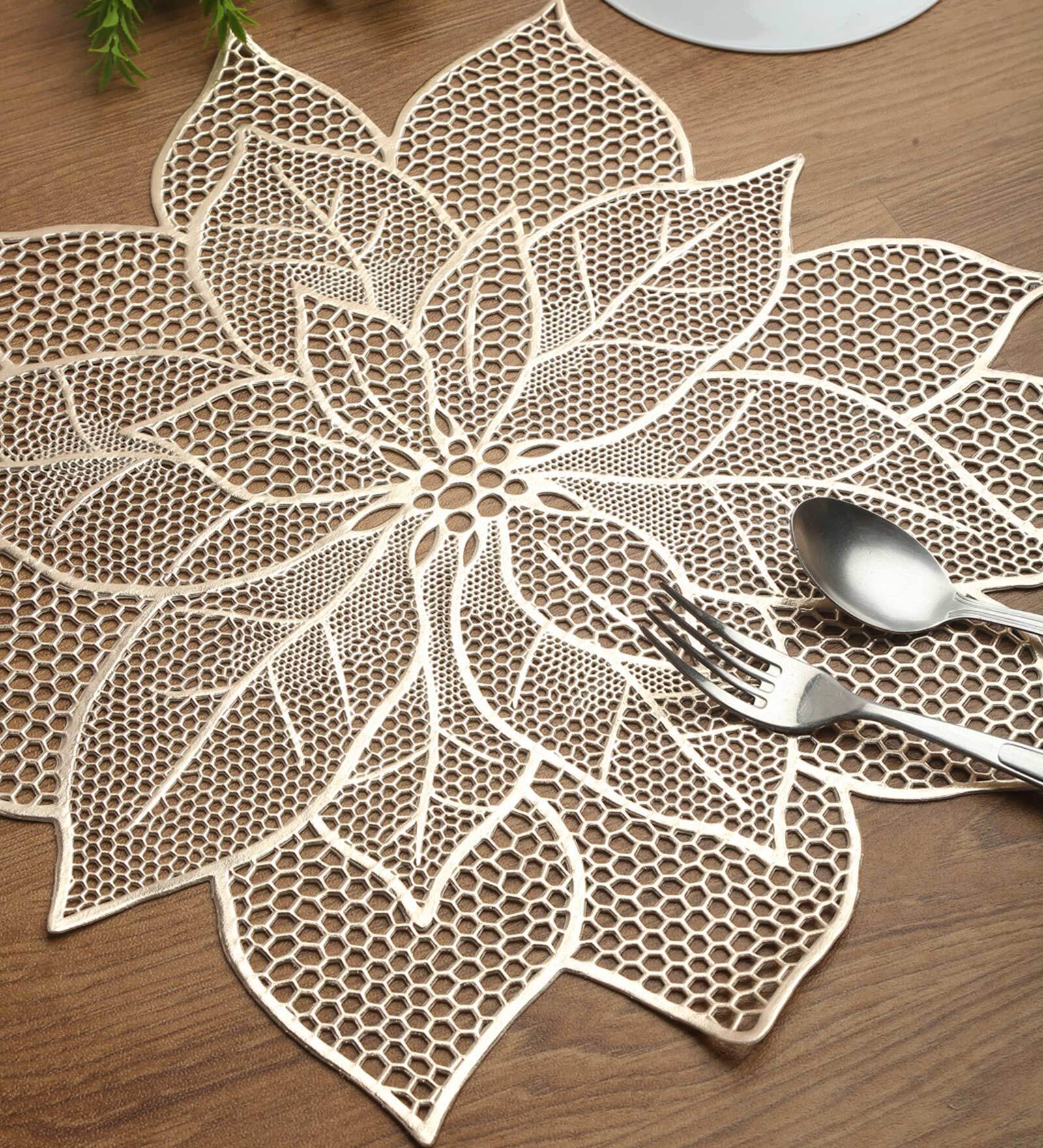 Petals (12x18) Gold Leather (Set of 6) Placemat