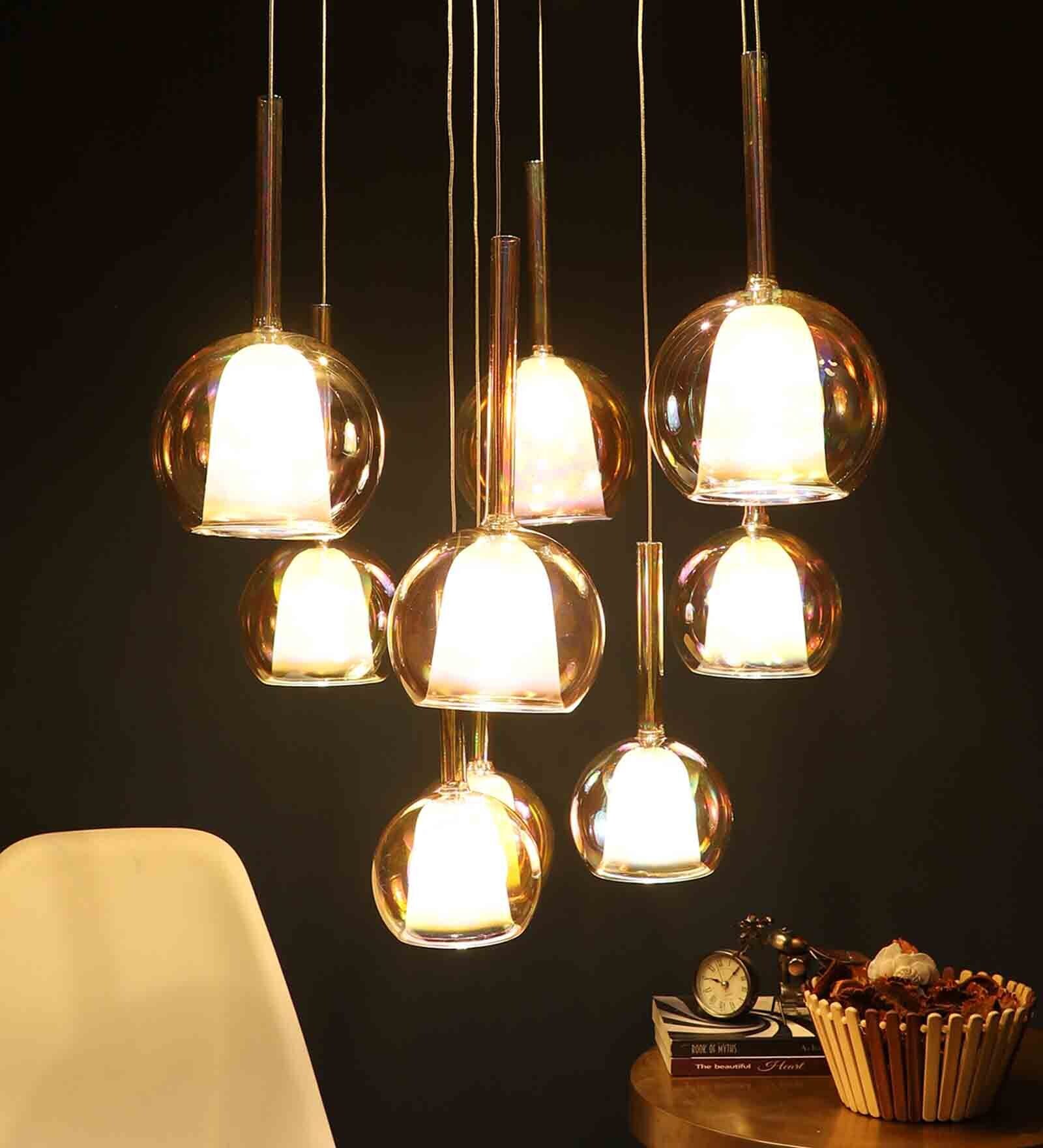 Gold LED Stacy Glass Cluster Chandeleir 