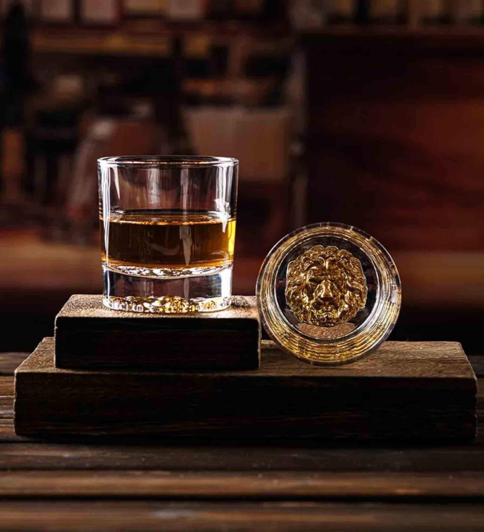 Gold Lion Label 300Ml Borosilicate Glass (Set Of 6 ) Whiskey Glasses