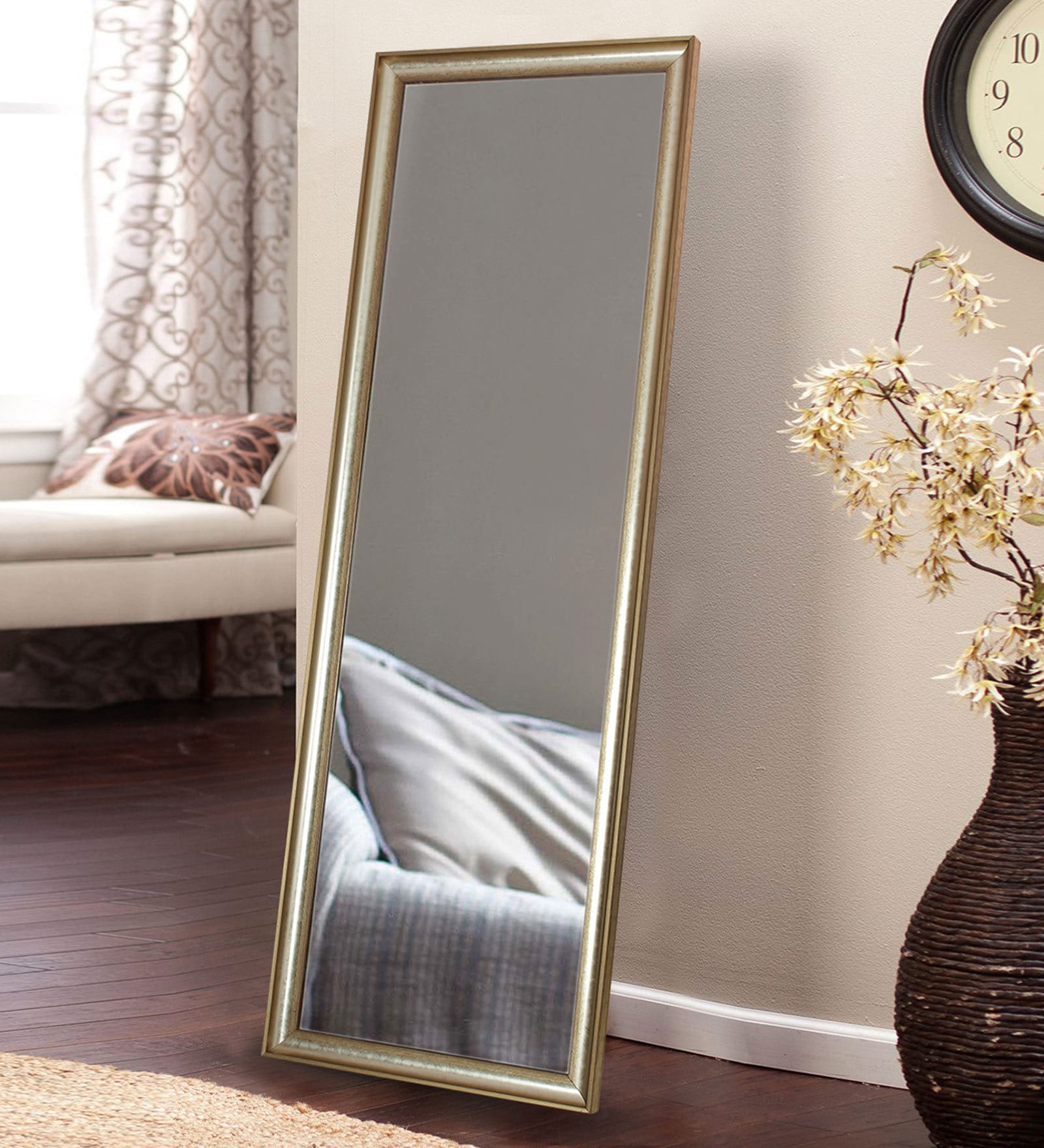 Engineered Wood Full Length Mirror in Gold Color