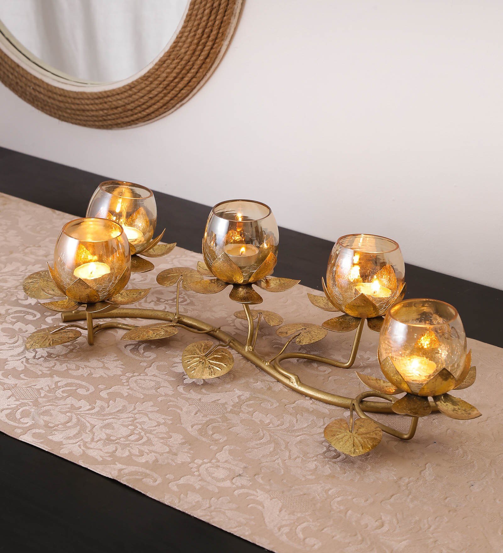 Buy Gold Metal Table Tea Light Holder by Global Glory Online Table