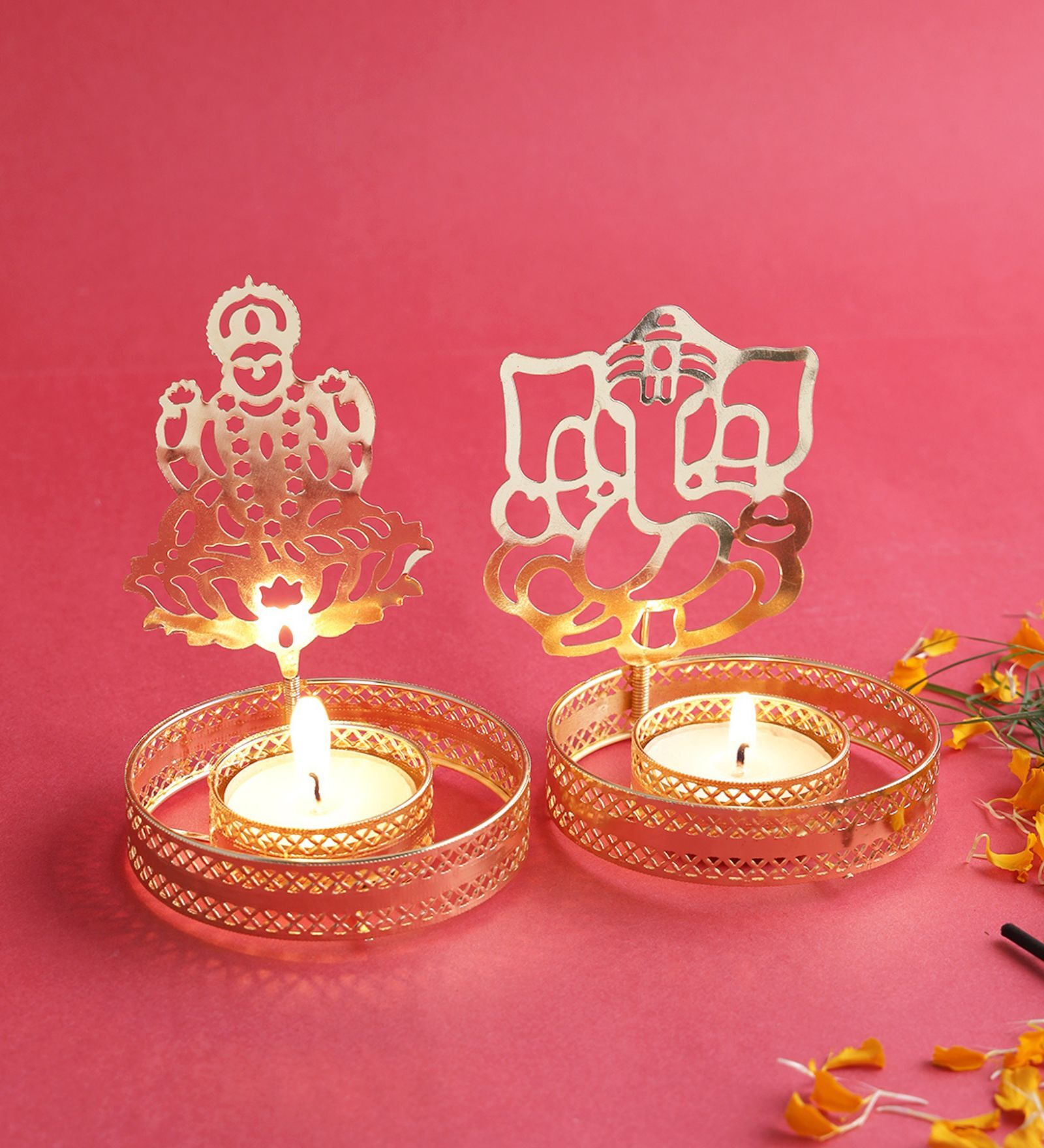 Buy Gold Metal & Thread (Set of 2) Diya at 45 OFF by Aapno Rajasthan