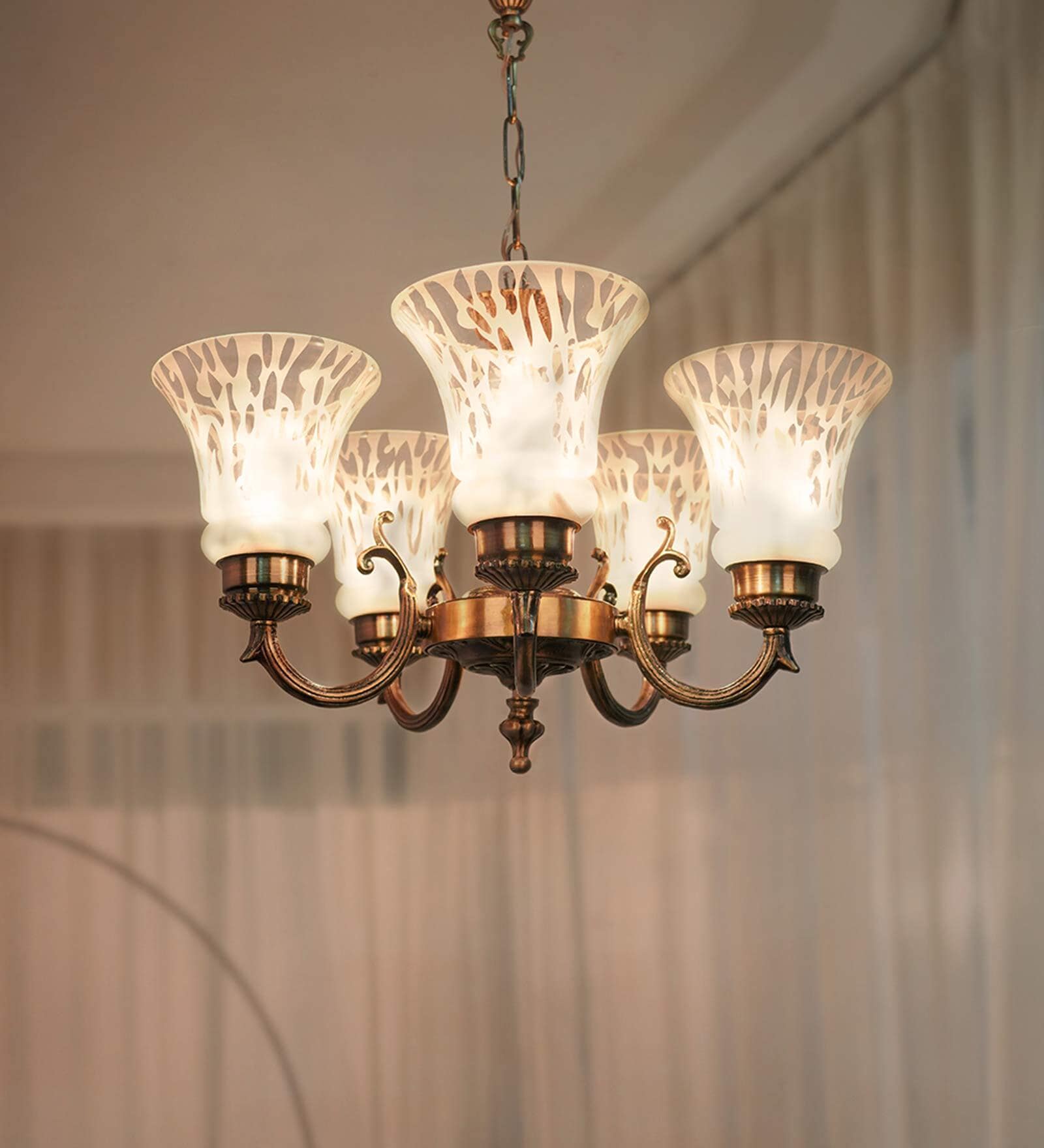 Buy Otto Gold Metal Shaded Chandelier by Fos Lighting | Pepperfry