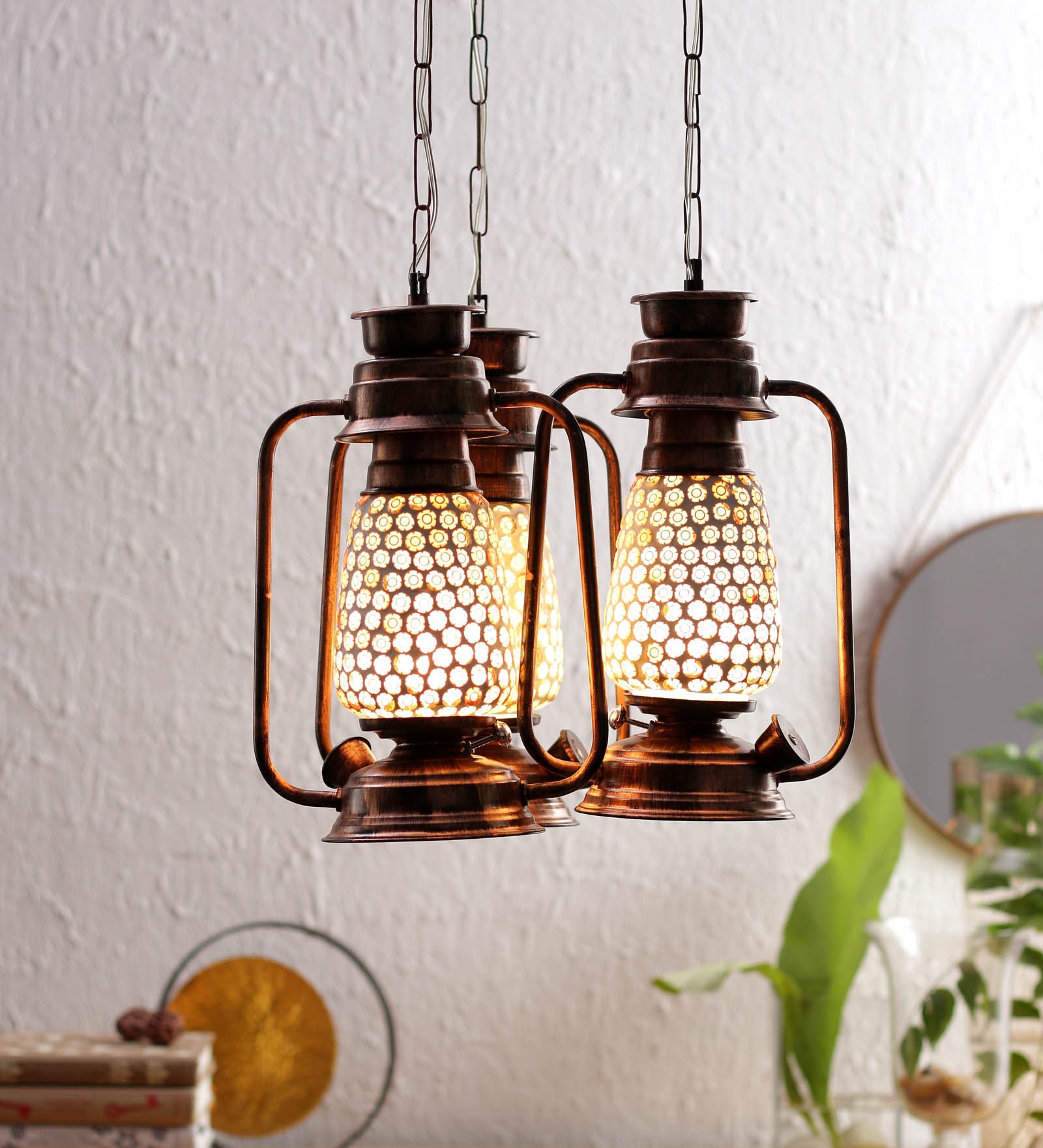 Gold Metal and Glass Lantern