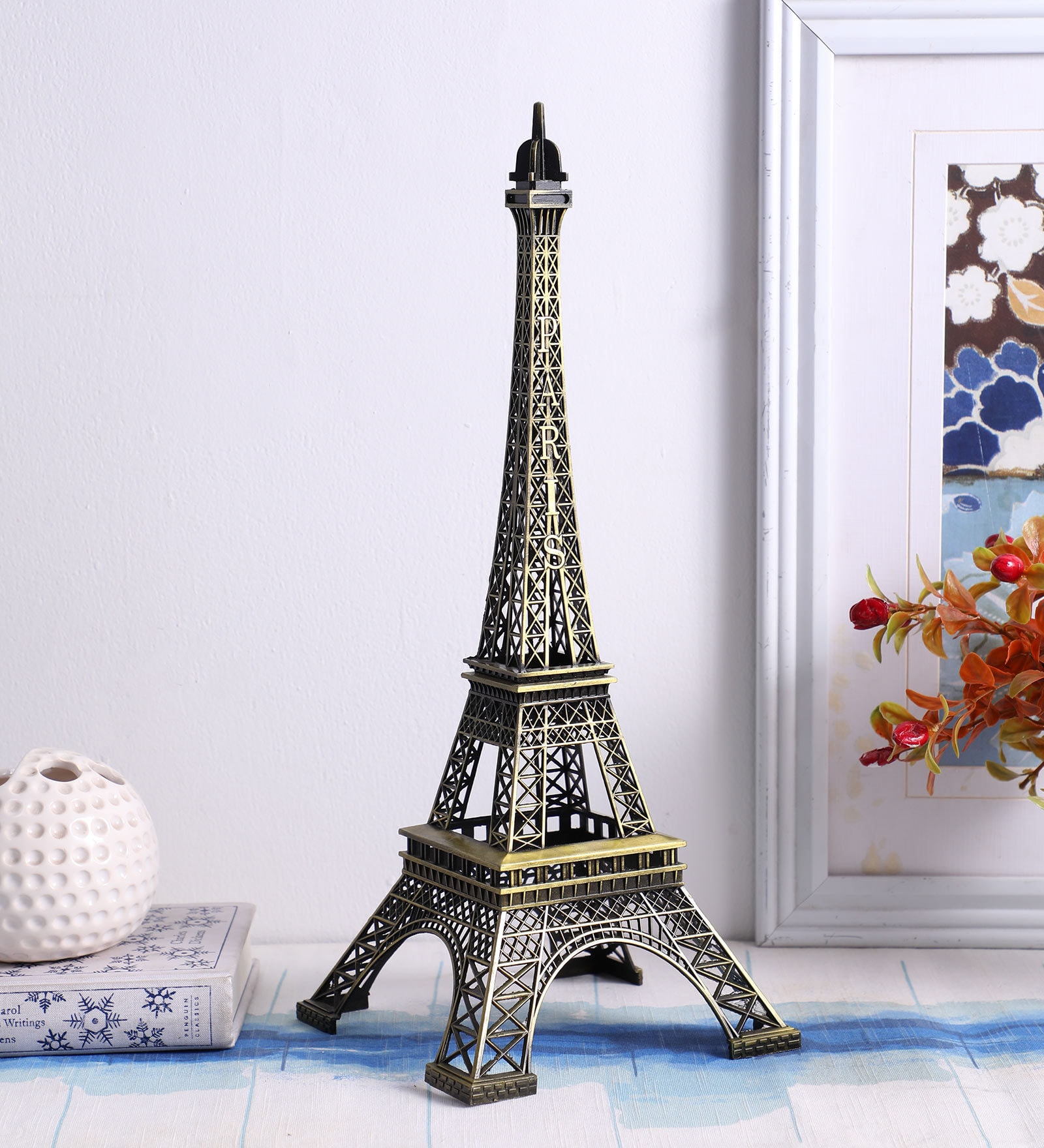 Gold Metal Eiffel Tower 15.5 Inch