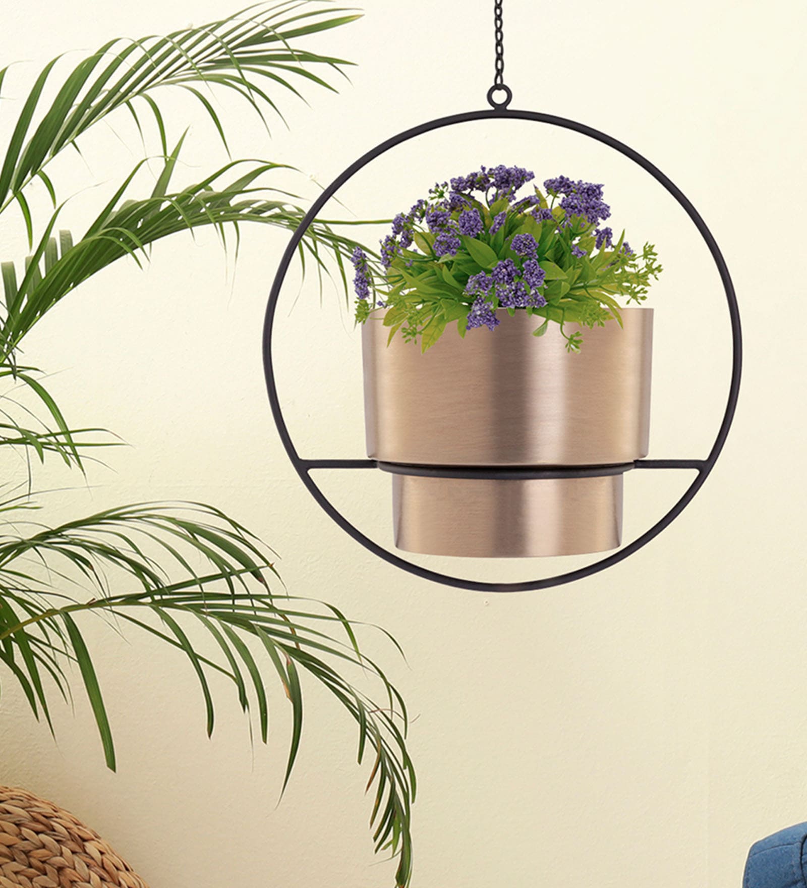 Gold Metal Hanging Planter Set of 1