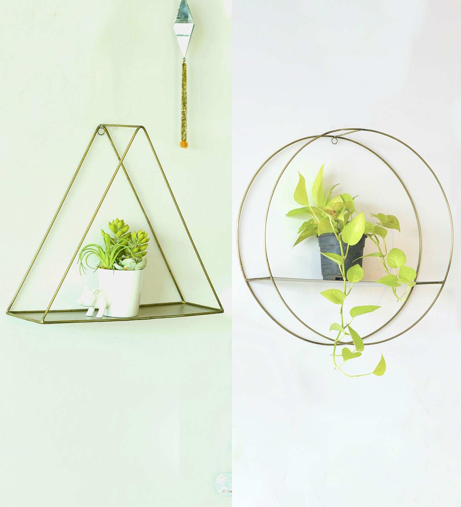 Gold Metal Hanging Planters