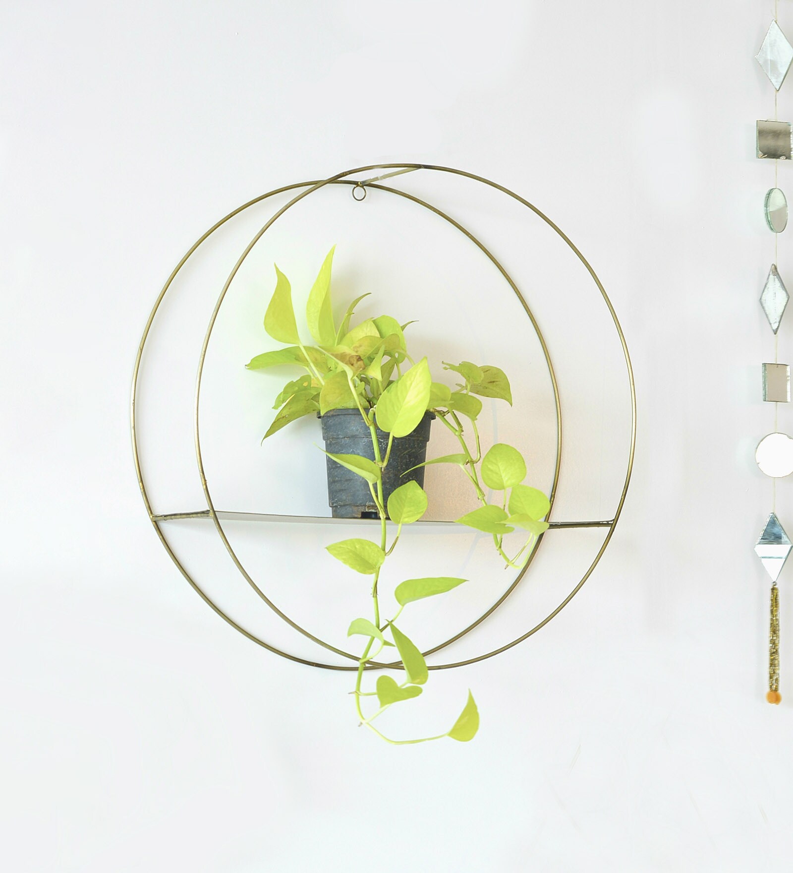 Gold Metal Hanging Round Planter