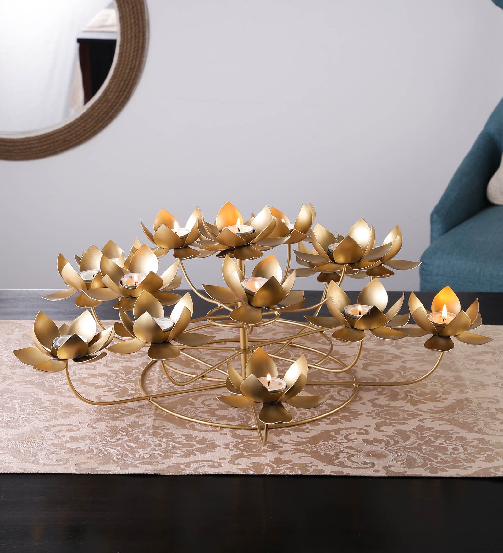 Gold Metal Table Tea Light Holder