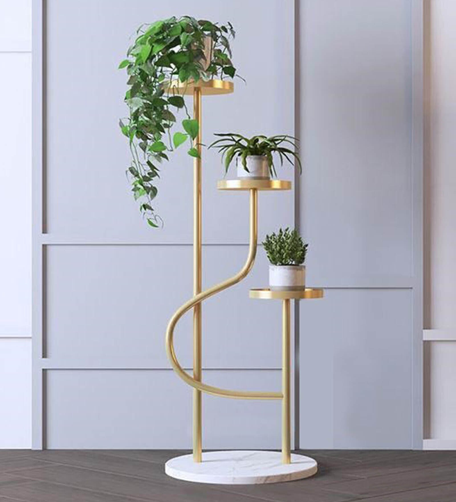 Buy Gold Metal Multi Tier 3 Pots Planter Stand at 23% OFF by ...