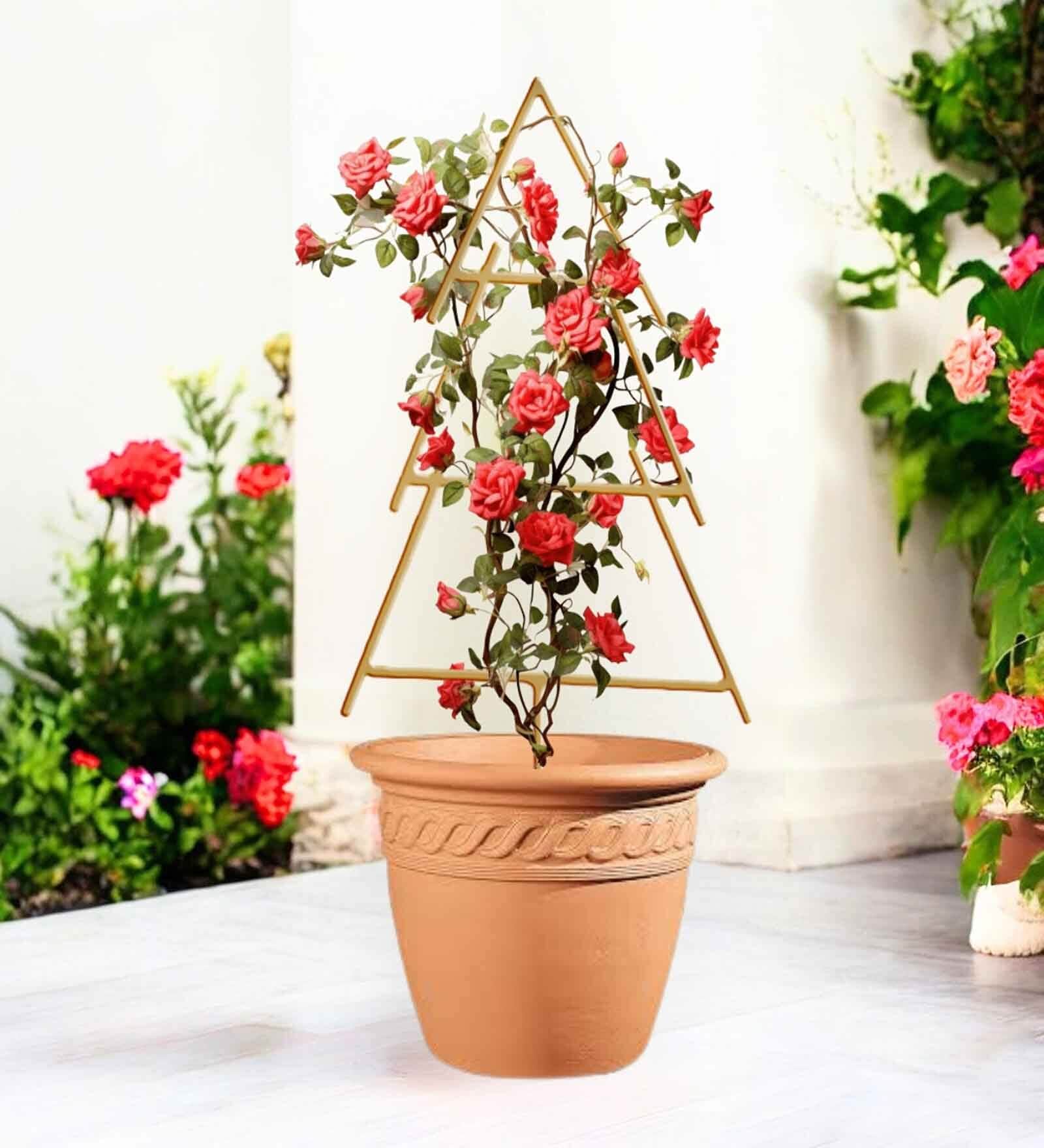 Gold Triangle Planter Stand For Climbing Plants Gold Triangle Planter Stand For Climbing Plants