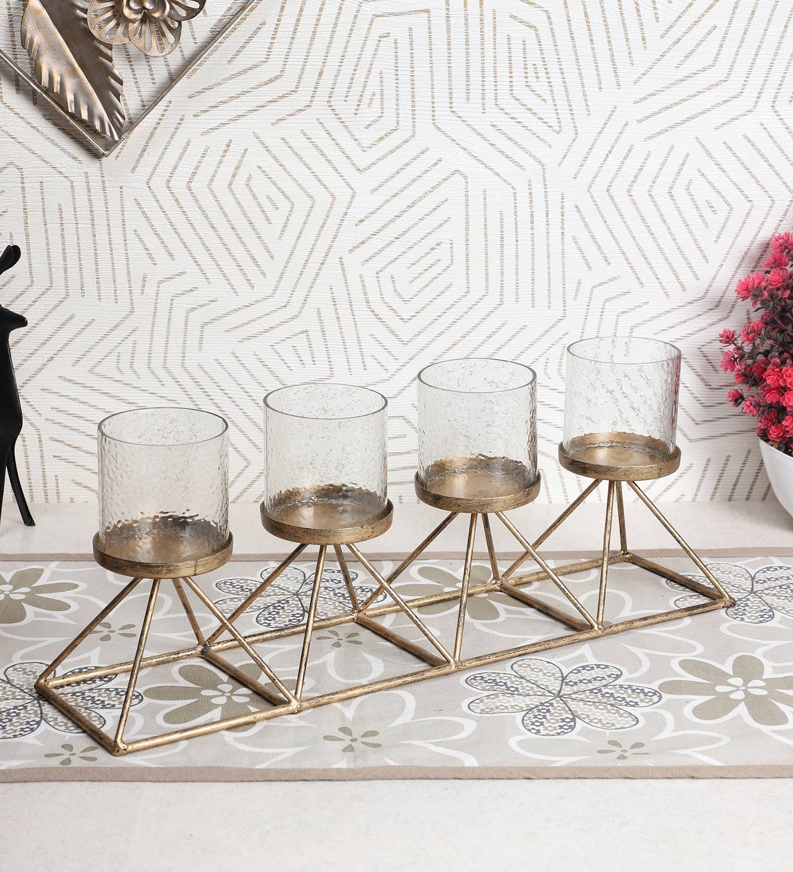 Gold Metal Table Tea Light Holder
