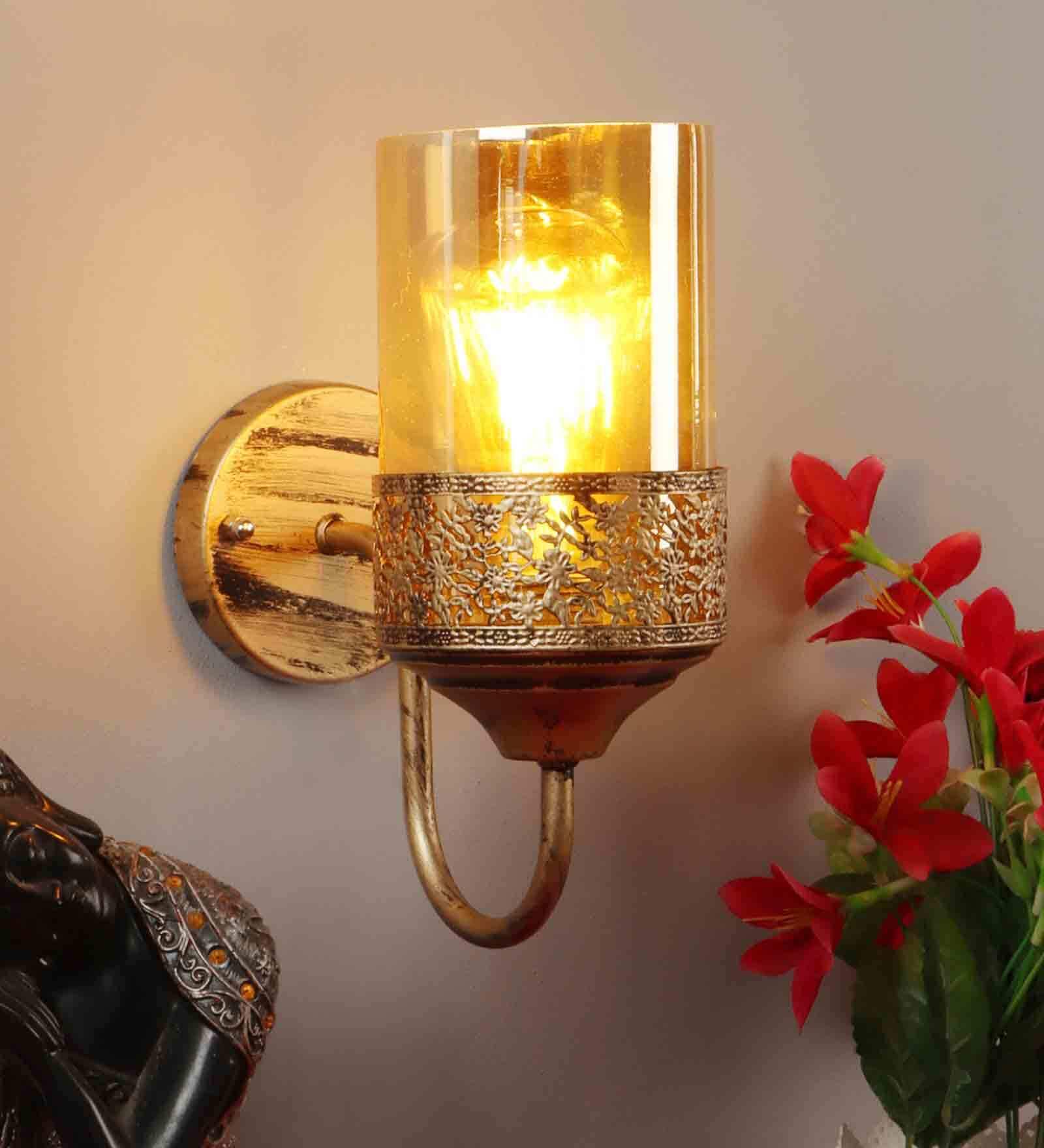 Metal Wall Mounted Uplight Sconce (Antique Gold)