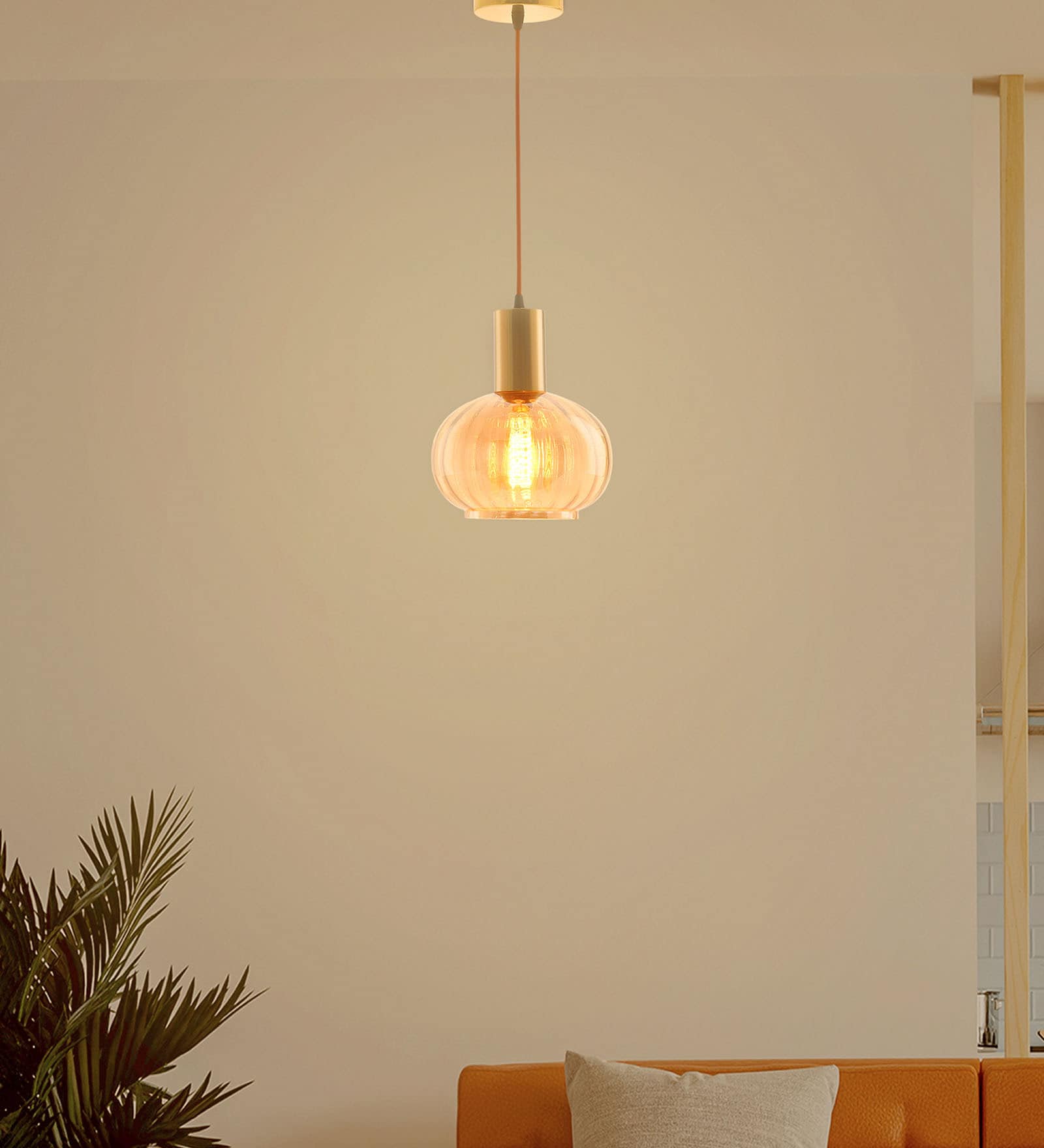 Madeline Gold Gold Glass Hanging Light