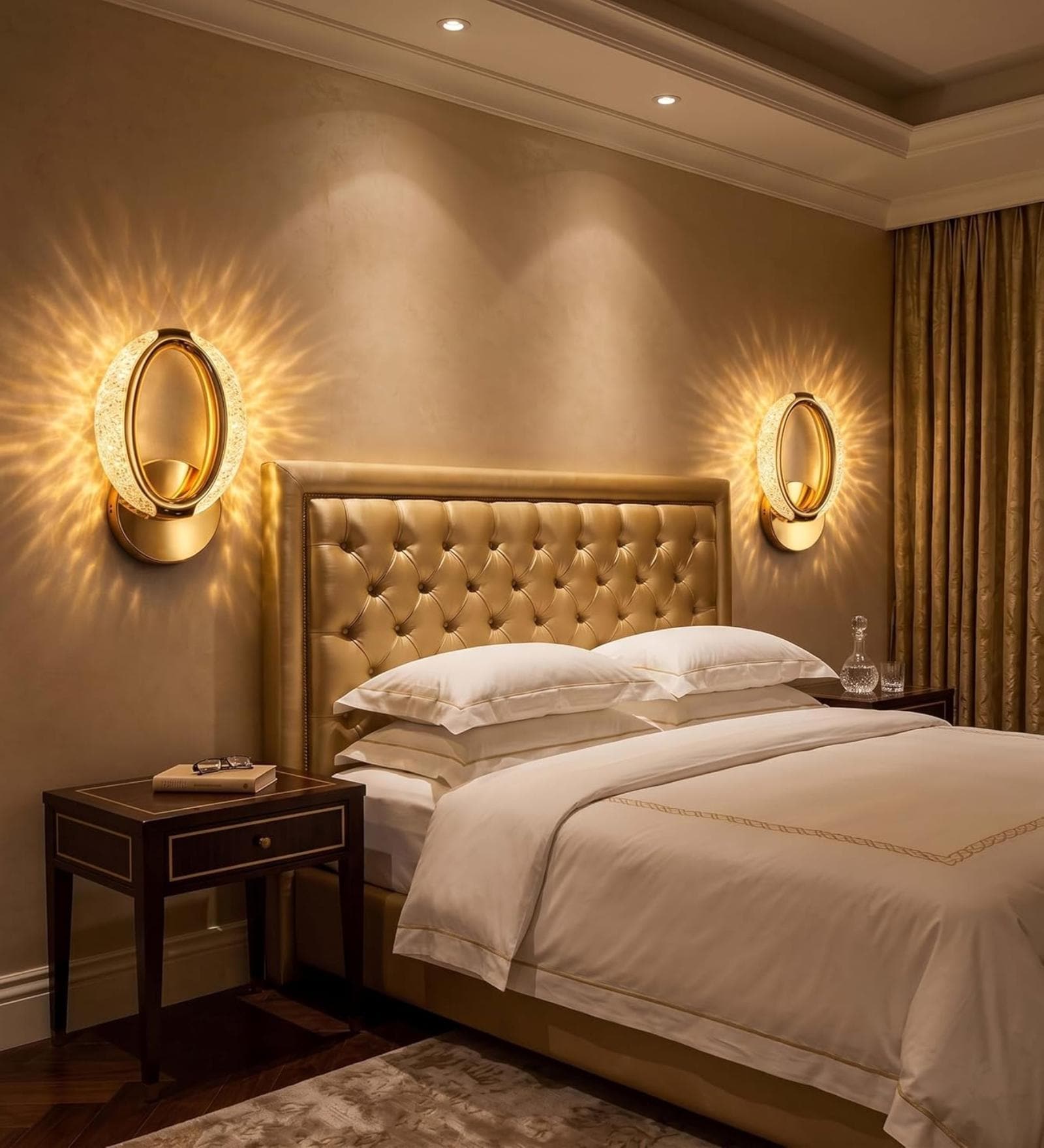 Gold Oval Crystal Sconce LED Wall Light Pack of 2 Gold Oval Crystal Sconce LED Wall Light Pack of 2