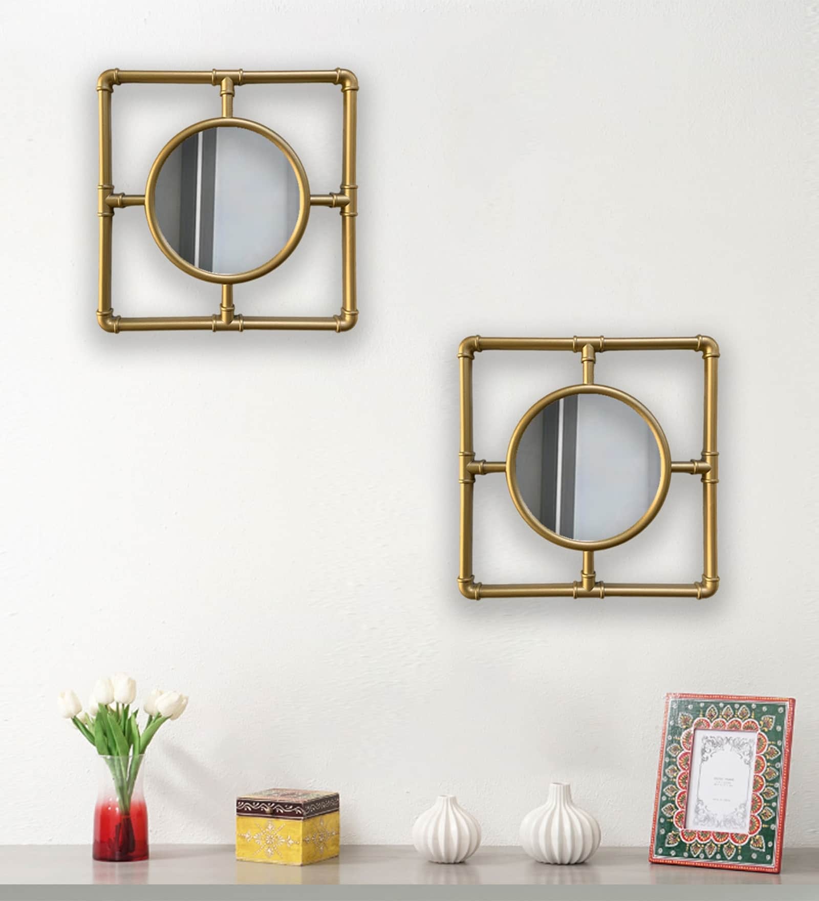Gold Plastic (Set of 2) Wall Mirror