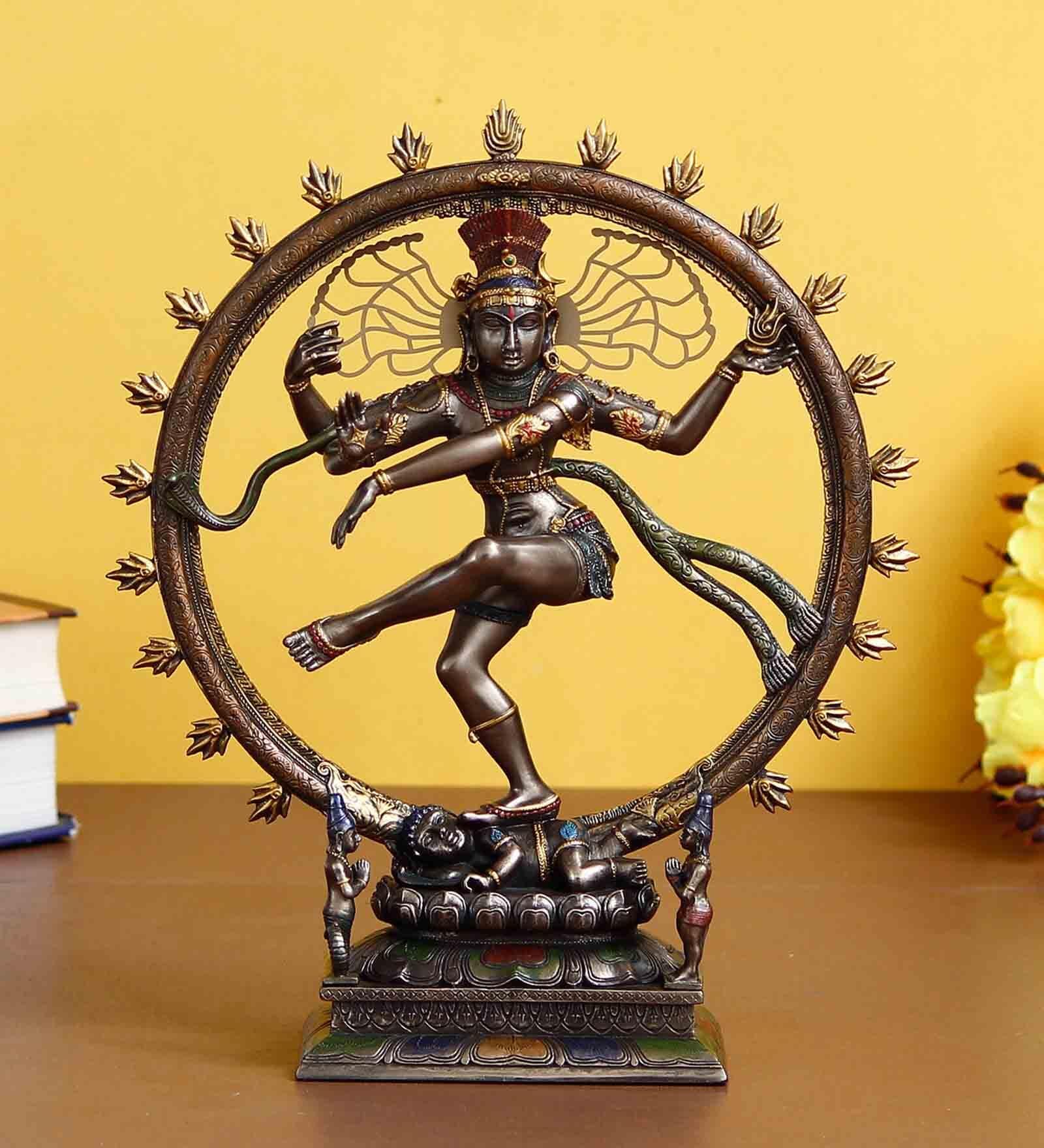 Gold Polyresin and Bronze Dancing Nataraja Idol