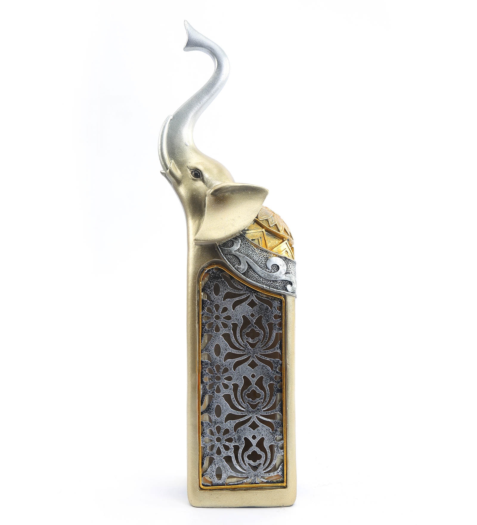 Gold Polyresin Large Elephant Jali LED Showpiece