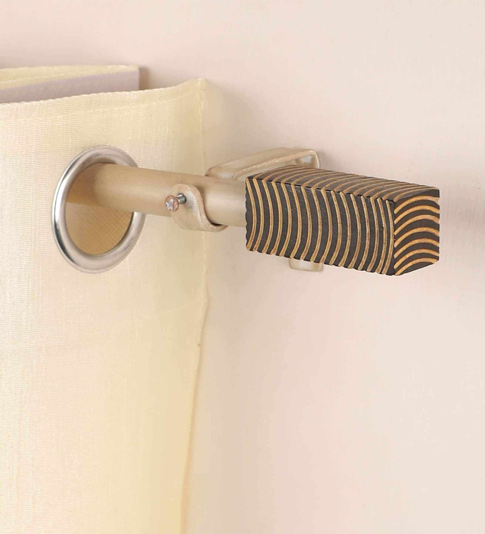Gold Powder Coated  Iron Curtain Rod (84 to 144 Inches) With Bracket