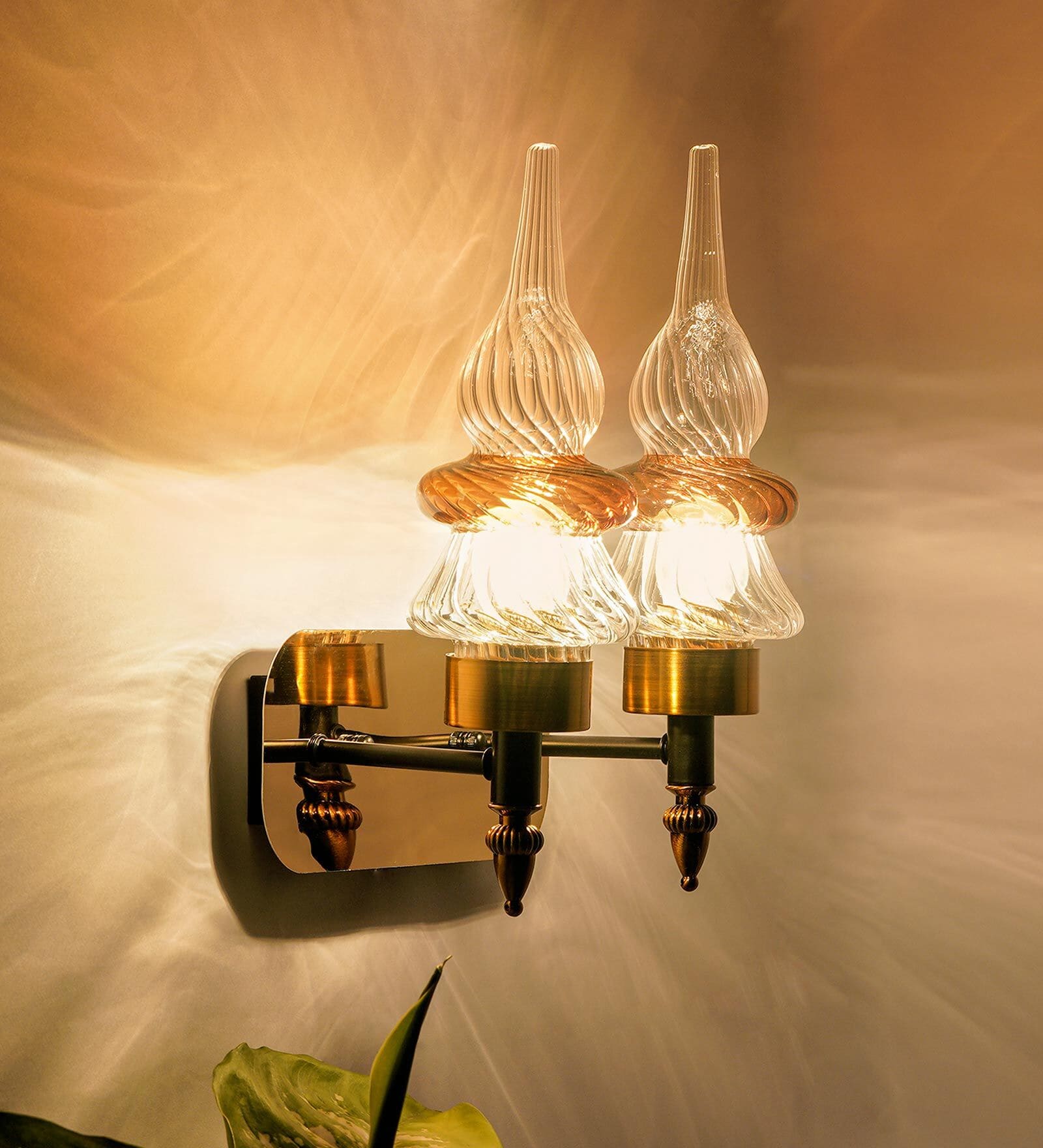 Elvis Black and Gold Metal and Glass Wall Sconces