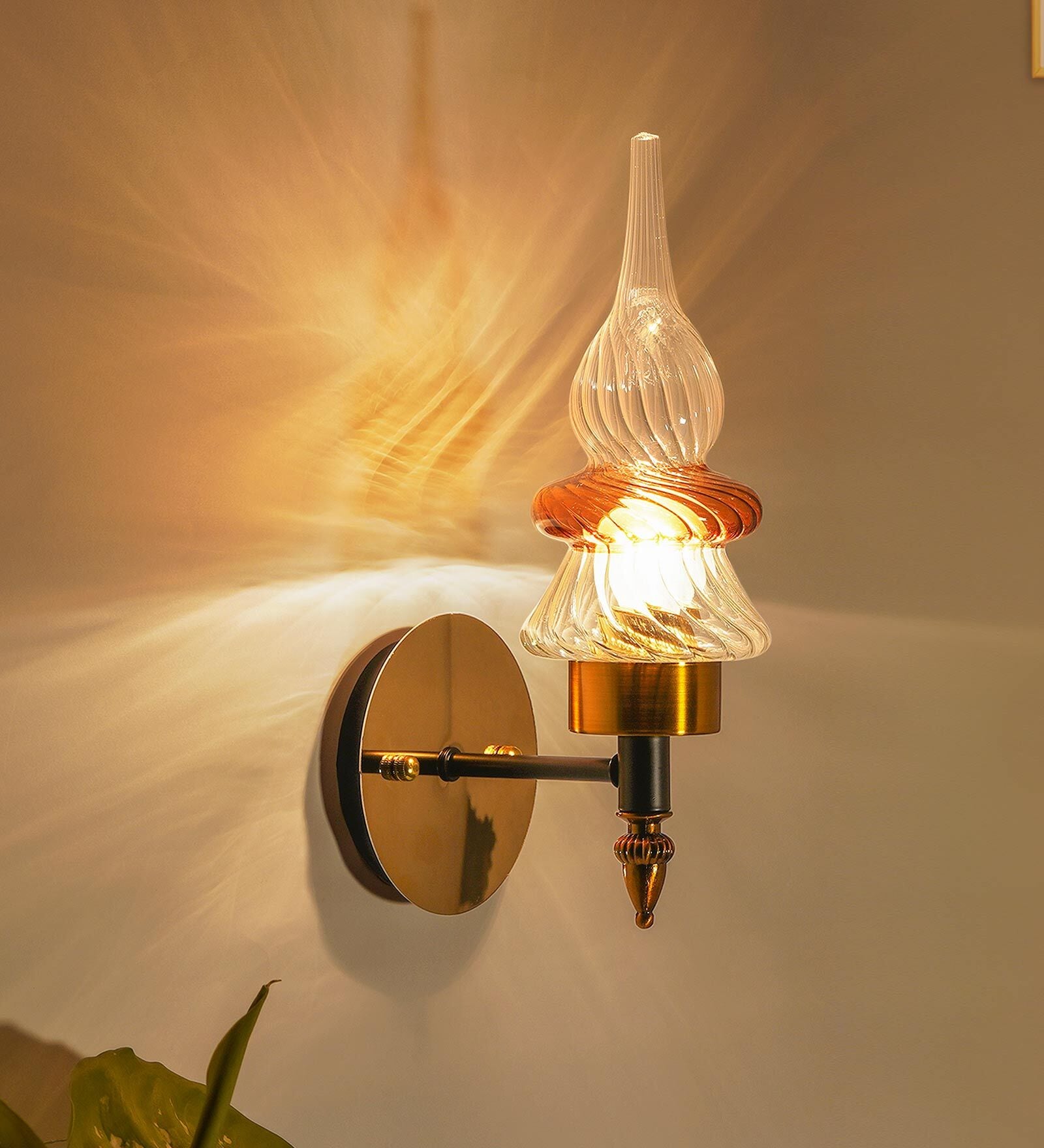 Exemplary Black and Gold Metal and Glass Wall Sconces