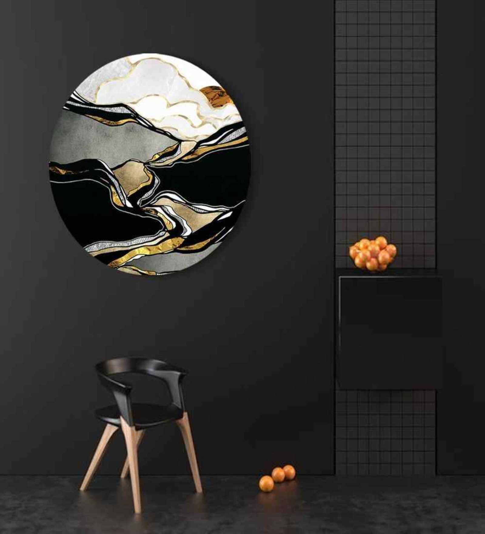 Gold Scape Matte  Finish Abstract Canvas Wall Art