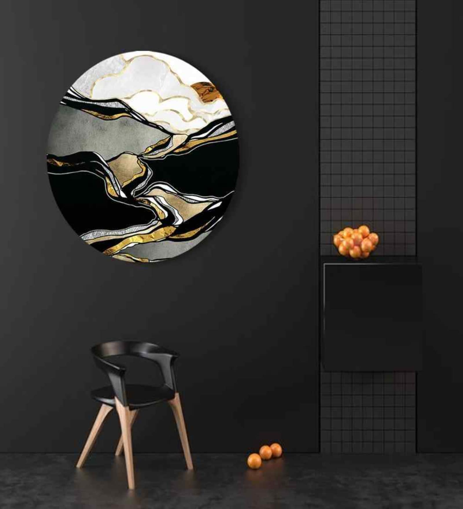 Gold Scape Matte  Finish Abstract Canvas Wall Art