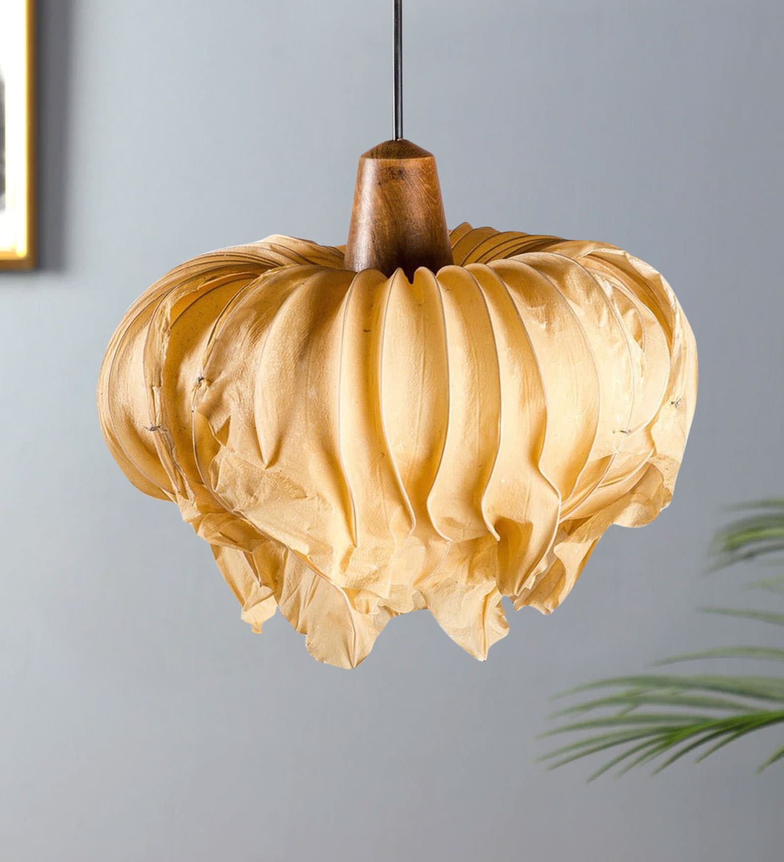 Gold Sculpted Banana Paper Single Hanging Light